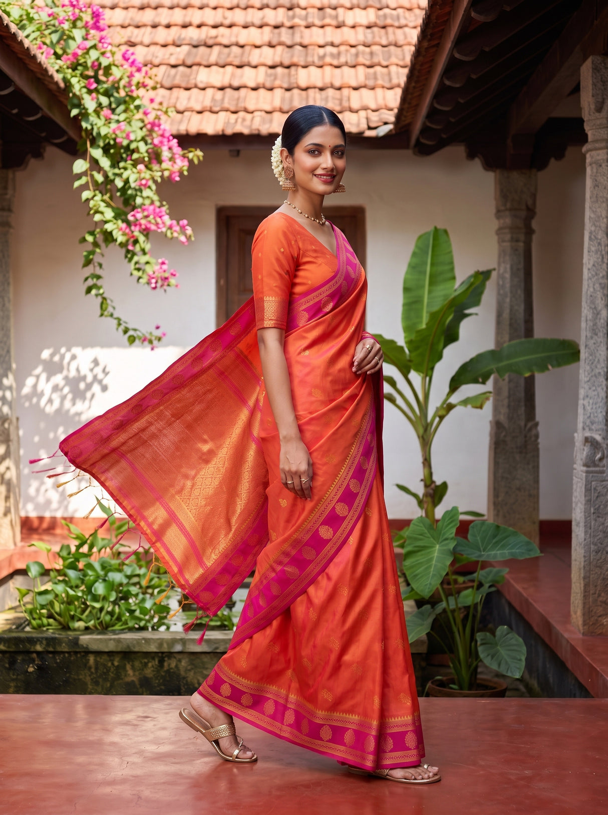 MIMOSA Peach Saree Saree — pose 6 styling detail