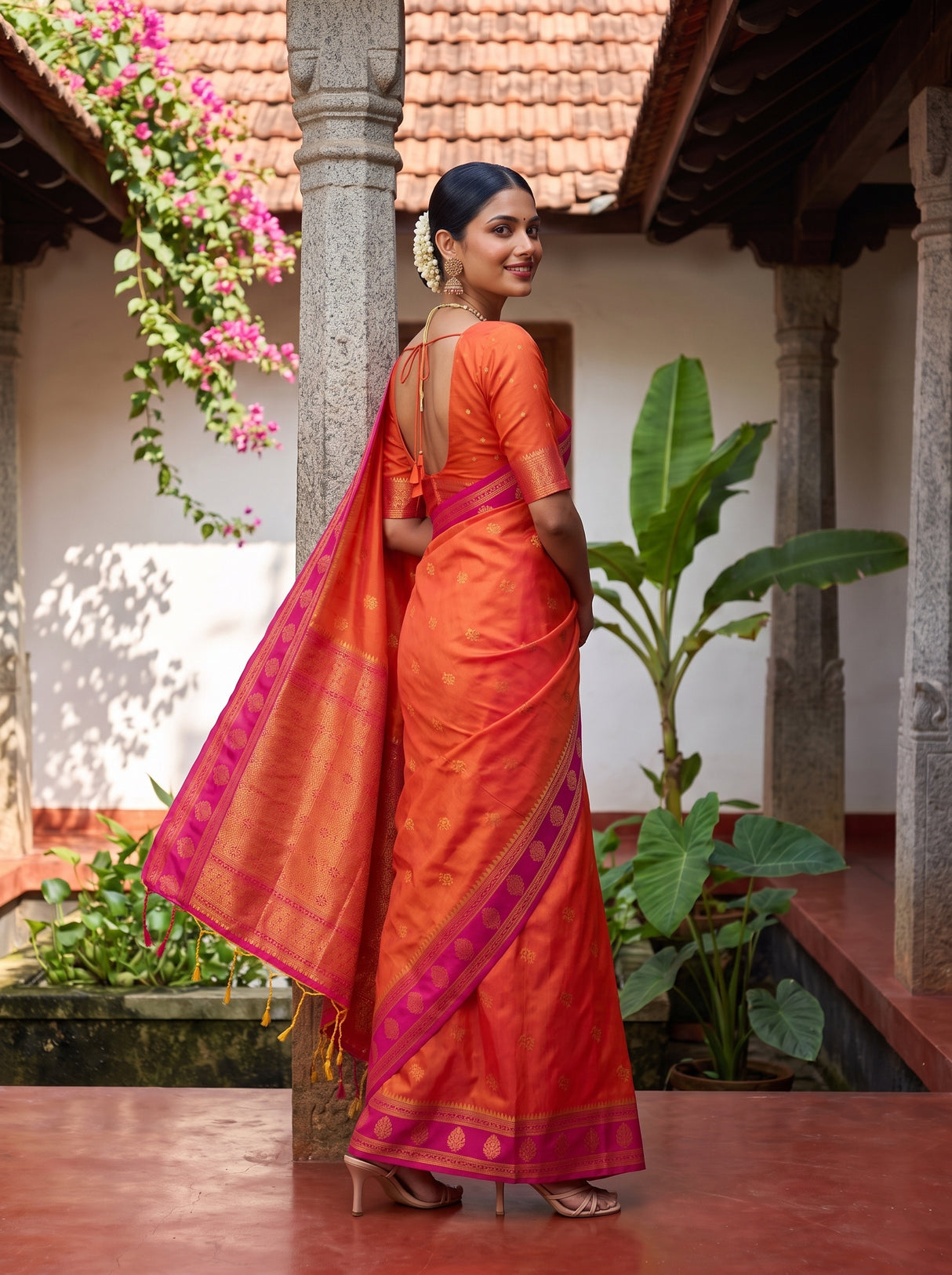 MIMOSA Peach Saree Saree — pose 9 styling detail