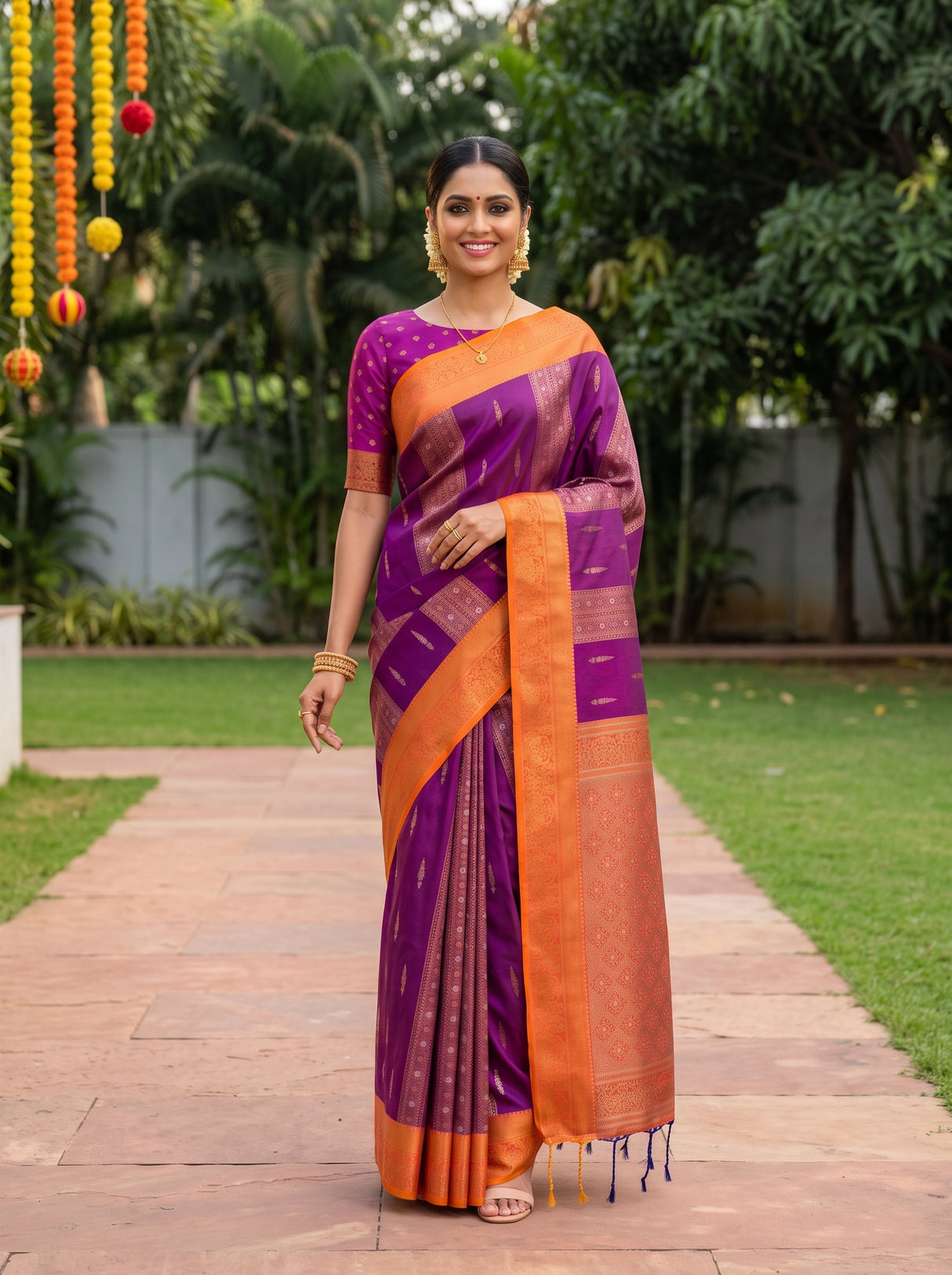 MIMOSA Rani Saree Saree — front view on mannequin