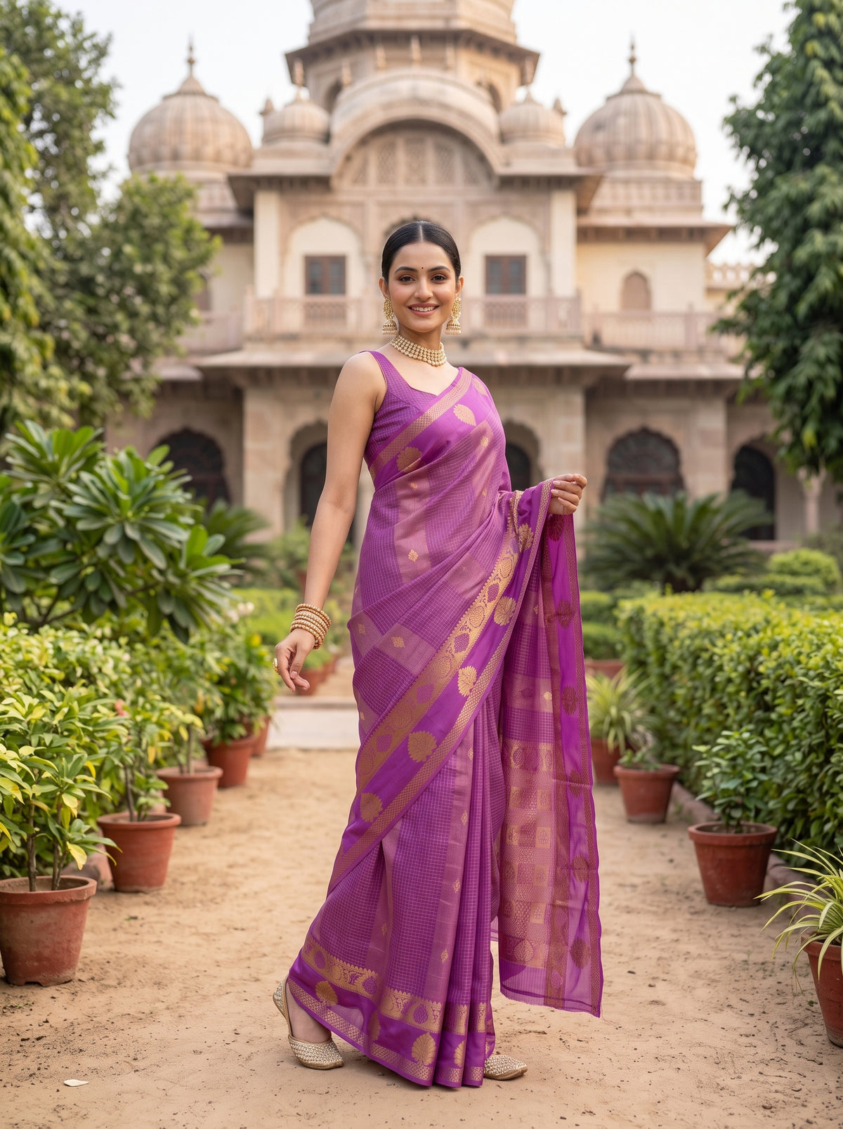 MIMOSA Lavender Saree Saree — pose 5 styling detail