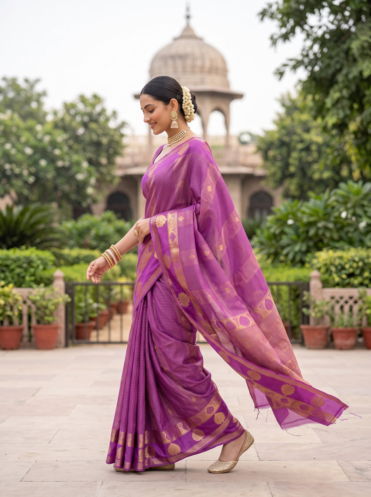 MIMOSA Lavender Saree Saree — pose 6 styling detail