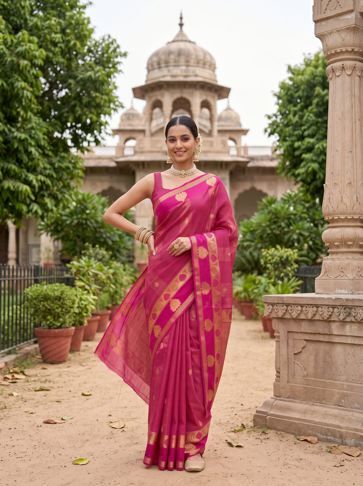 MIMOSA Rani Saree Saree — pose 4 styling detail