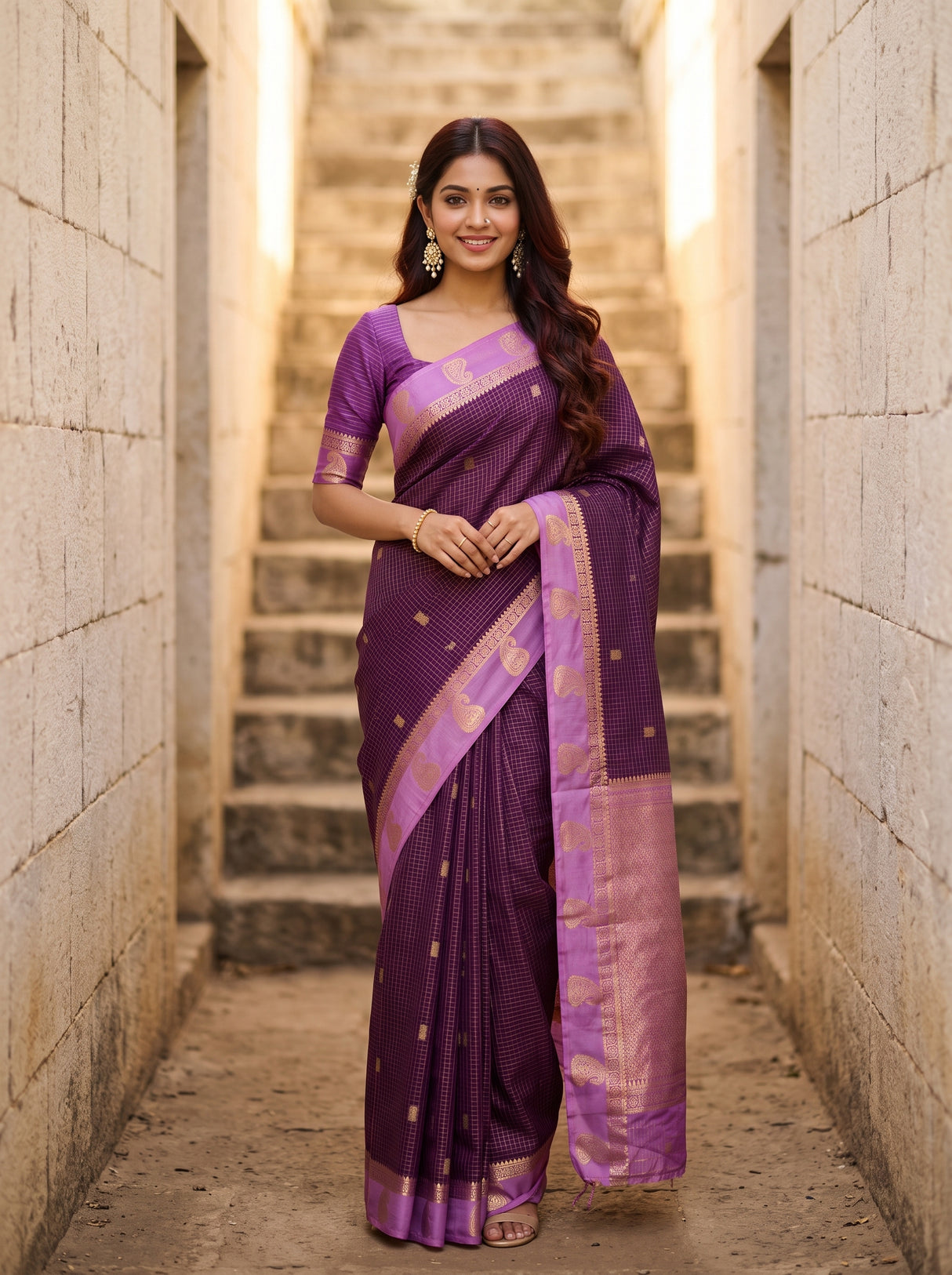 MIMOSA Jamun Saree Saree — front view on mannequin