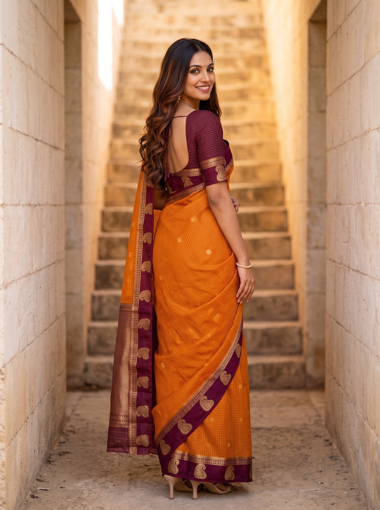 MIMOSA Mustard Saree Saree — pose 7 styling detail