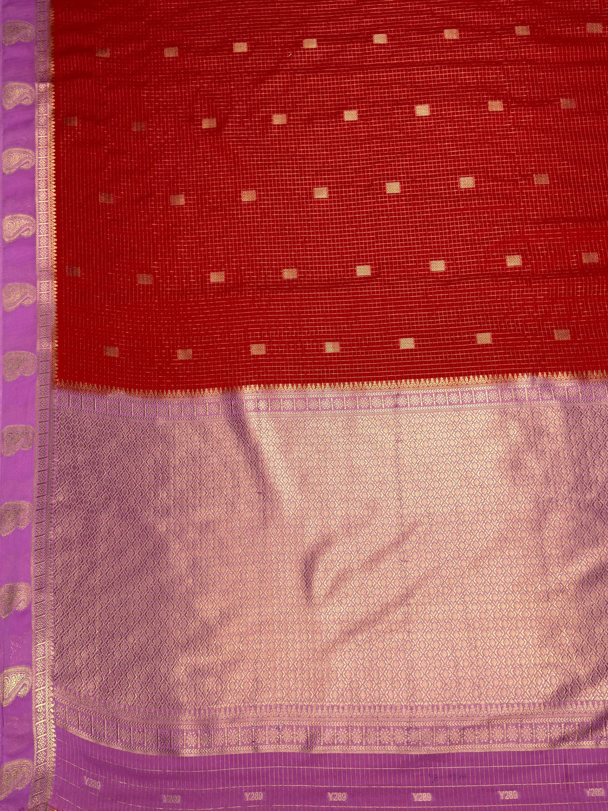 MIMOSA Red Saree Saree — pallu and zari work detail