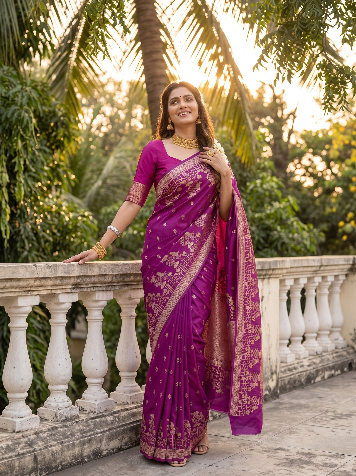 MIMOSA Lavender Saree Saree — pose 5 styling detail