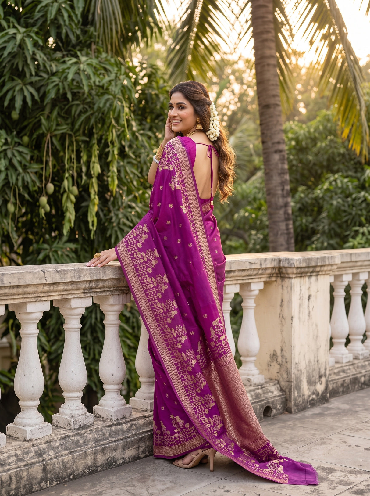 MIMOSA Lavender Saree Saree — pose 7 styling detail