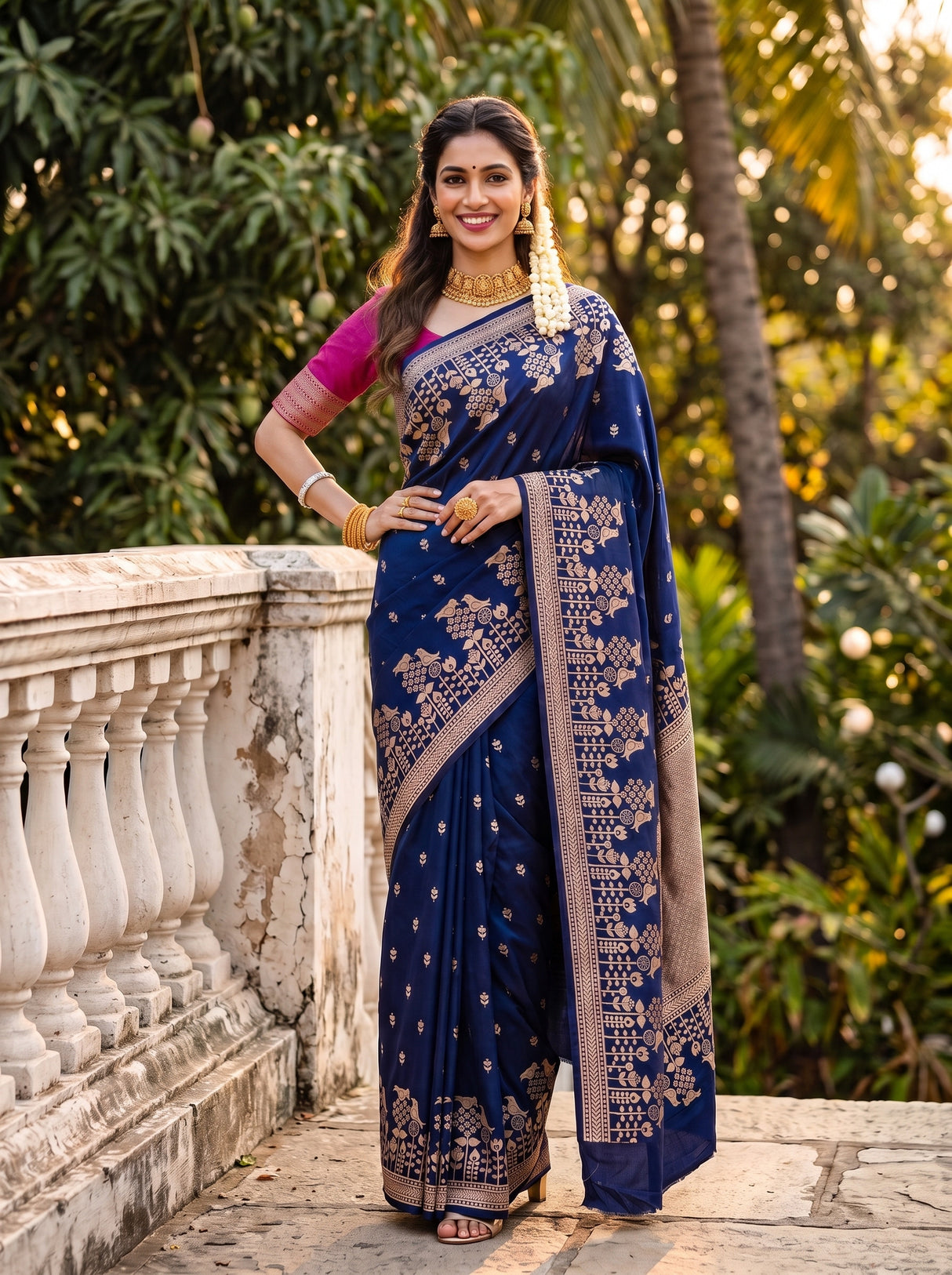 MIMOSA Navy Saree Saree — pose 4 styling detail
