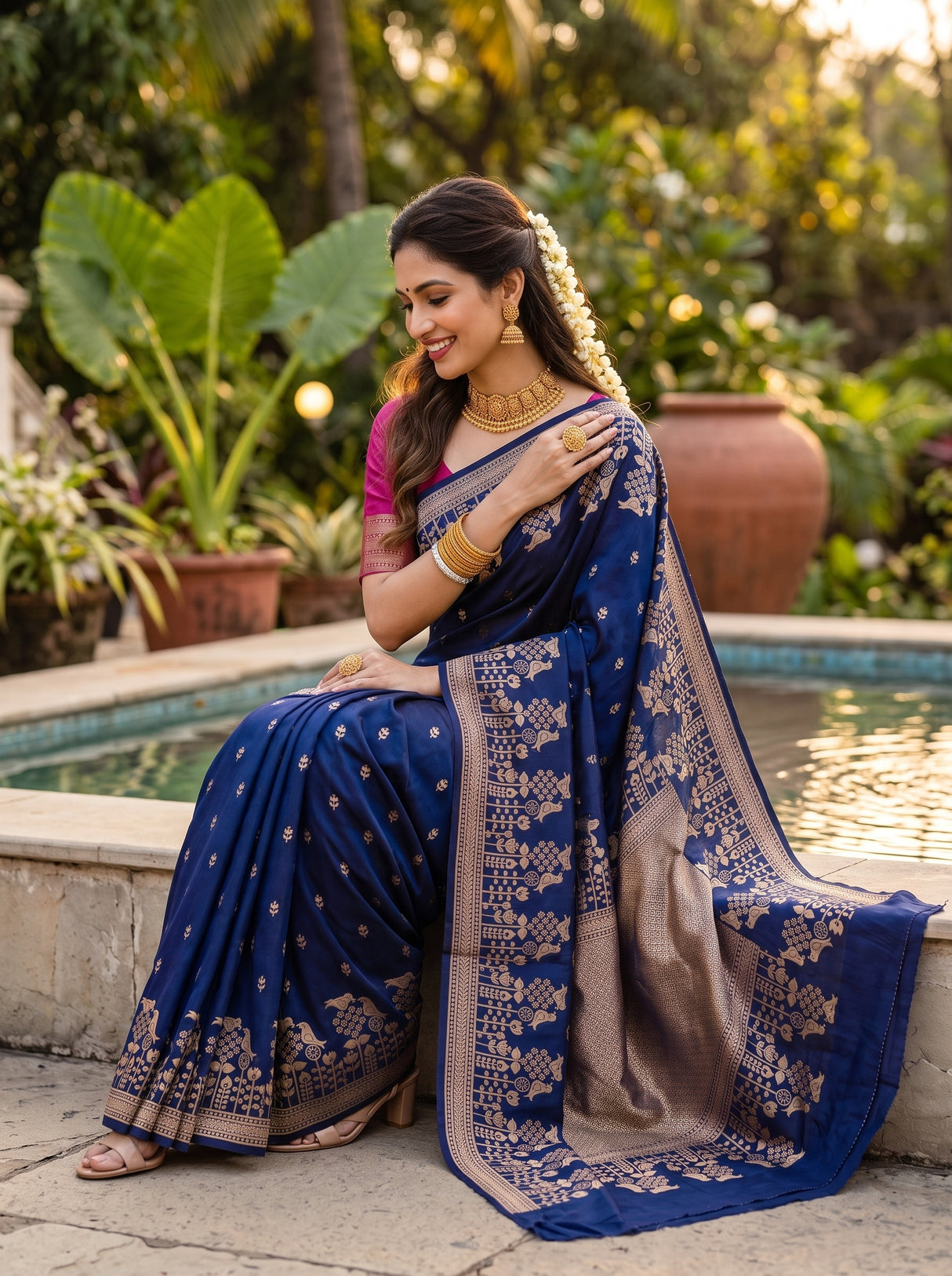MIMOSA Navy Saree Saree — pose 8 styling detail
