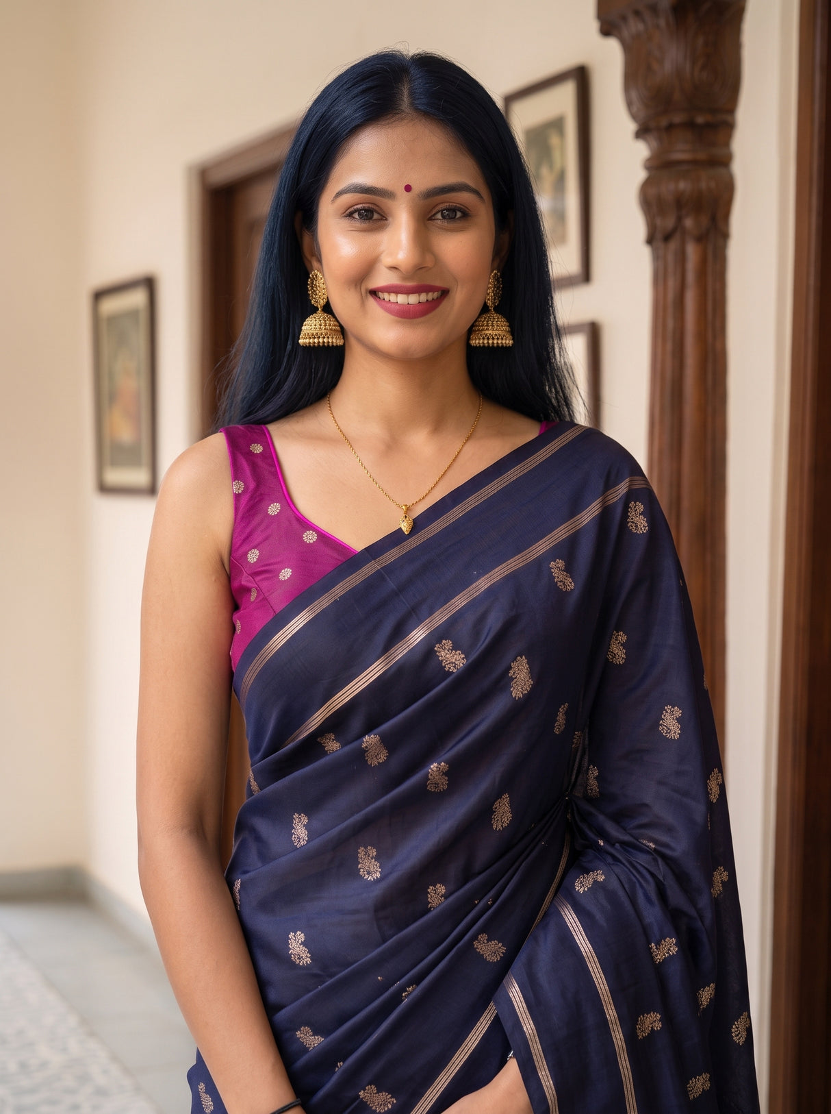 MIMOSA Navy Saree Saree — pose 10 styling detail