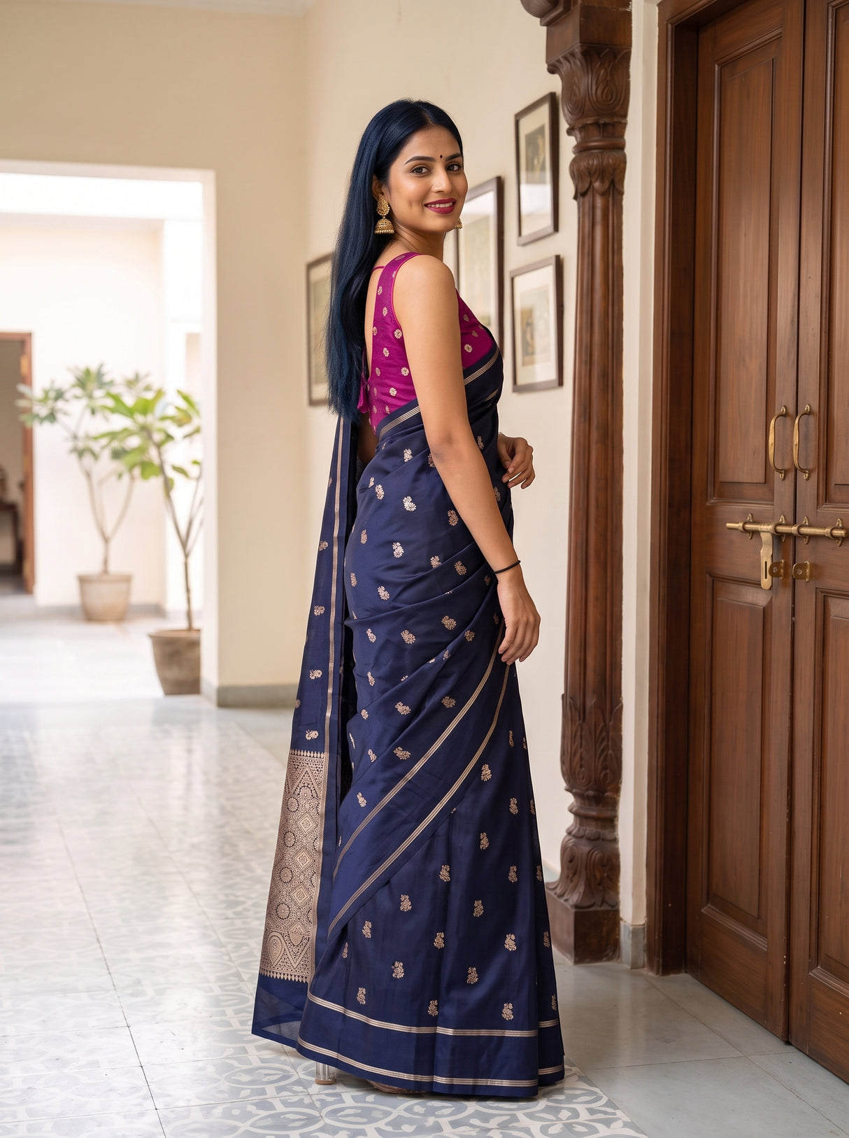 MIMOSA Navy Saree Saree — pose 5 styling detail