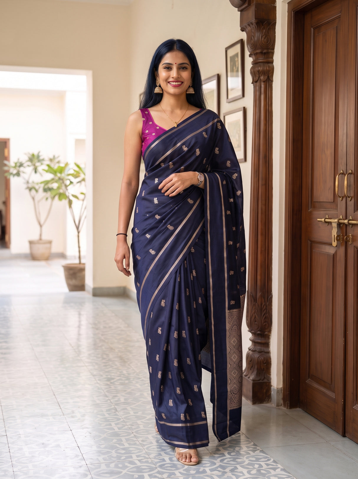 MIMOSA Navy Saree Saree — pose 6 styling detail