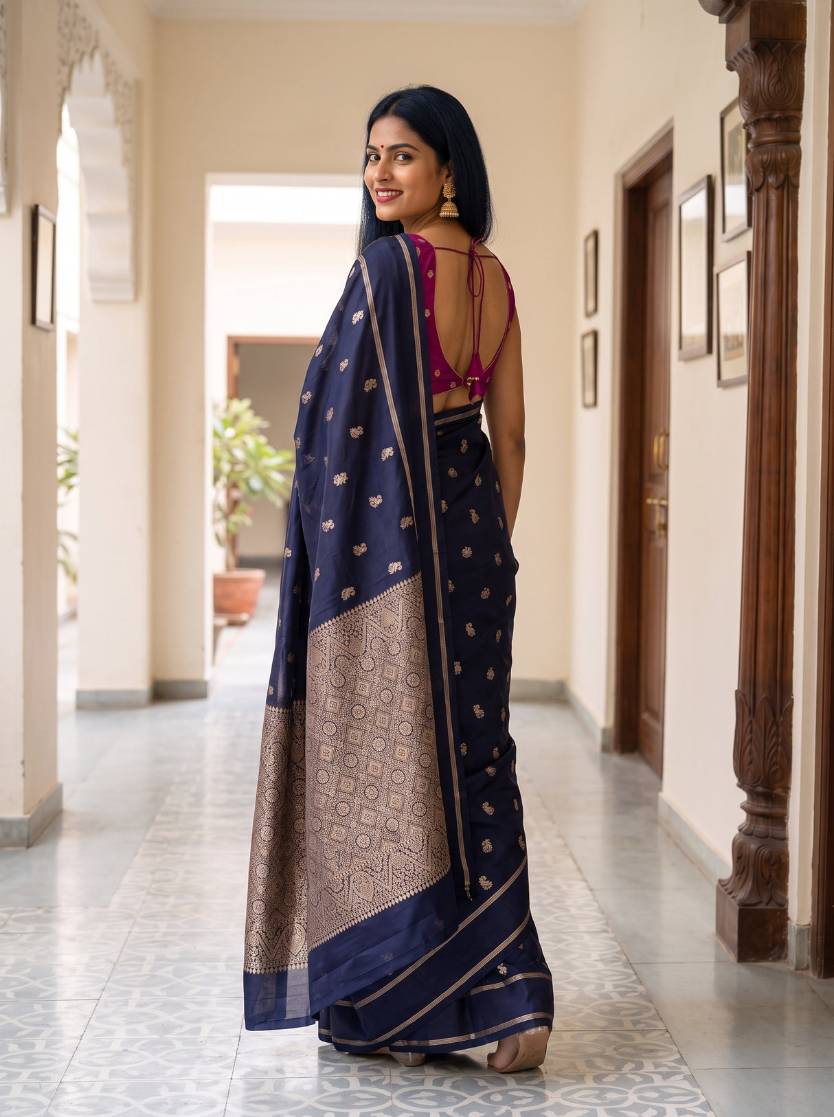 MIMOSA Navy Saree Saree — pose 7 styling detail