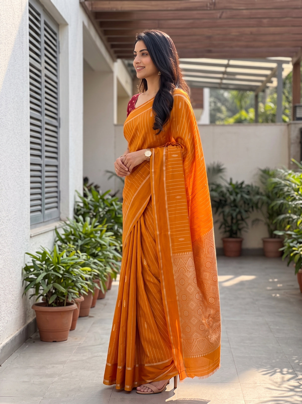 MIMOSA Mustard Saree Saree — pose 3 styling detail