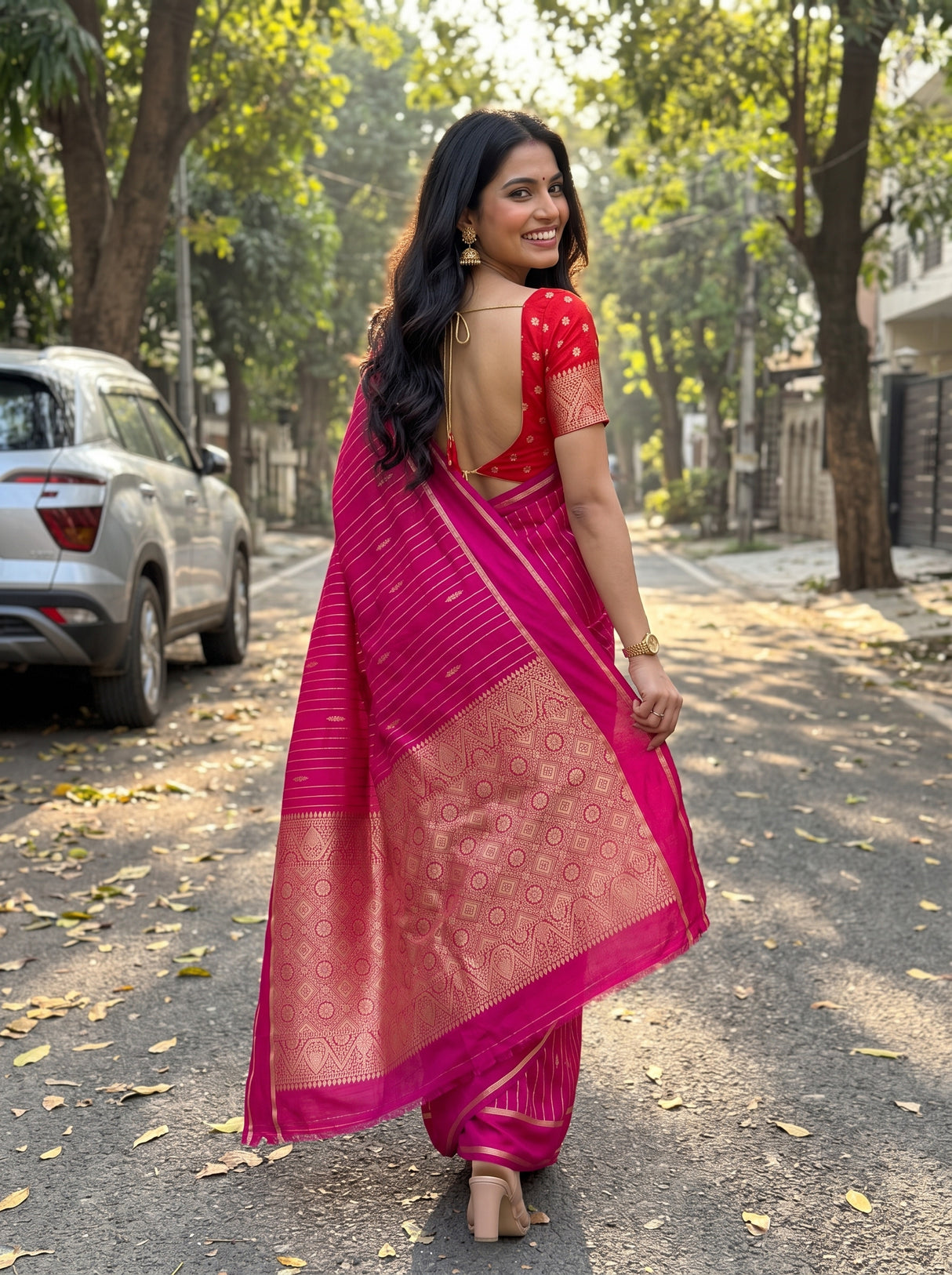MIMOSA Rani Saree Saree — pose 2 styling detail