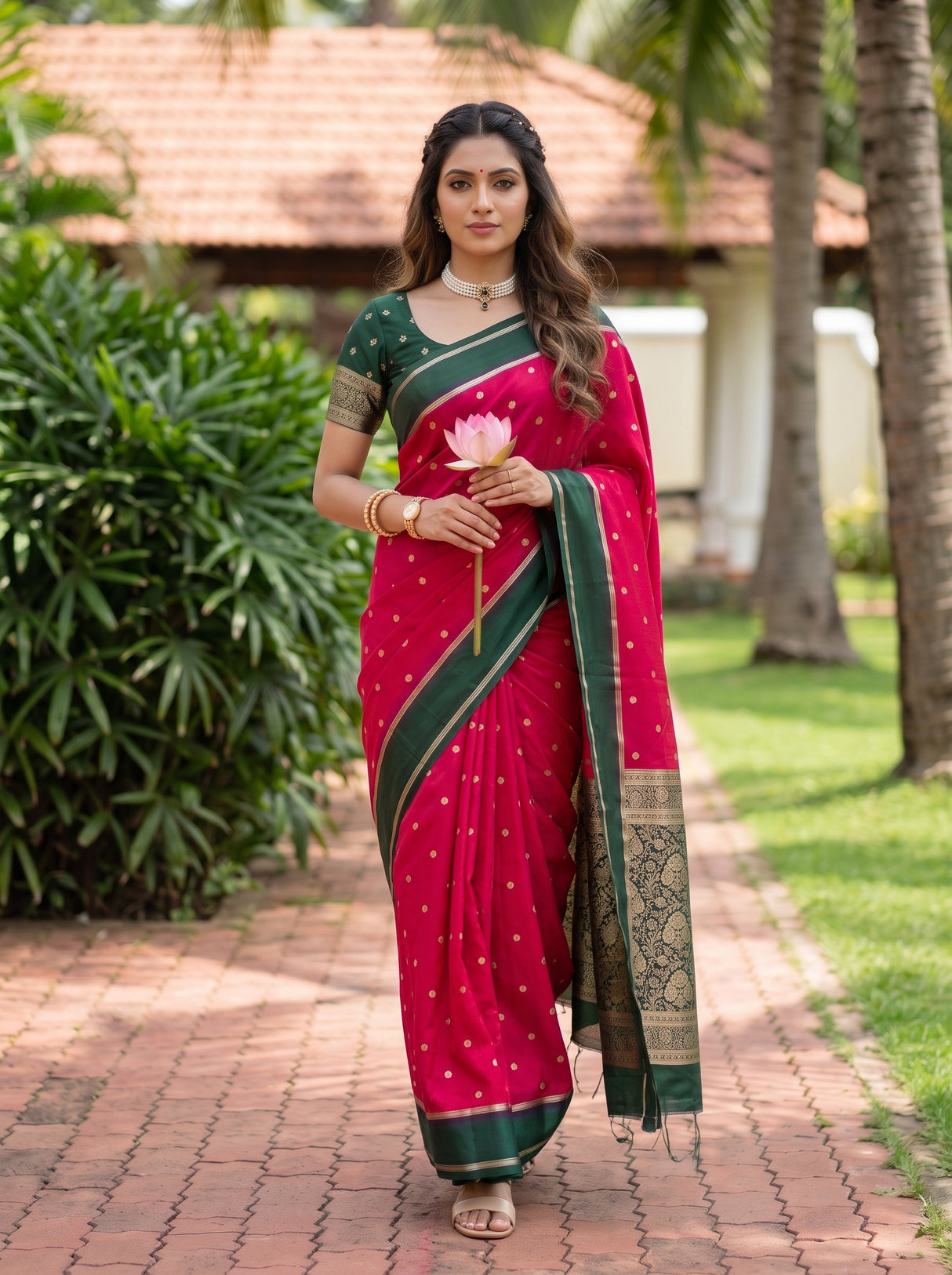MIMOSA Red Saree Saree — pose 6 styling detail
