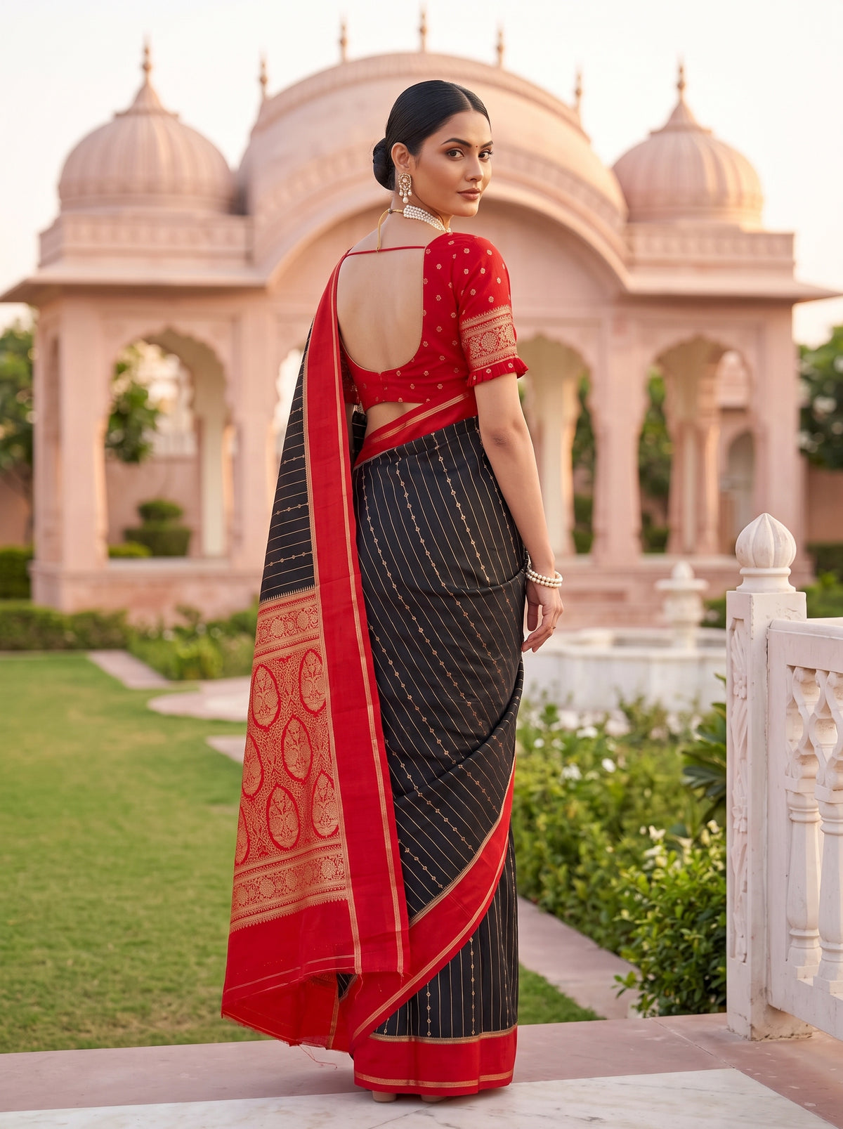 MIMOSA Black Mysore Silk Art Silk Saree — pose 9 styling detail