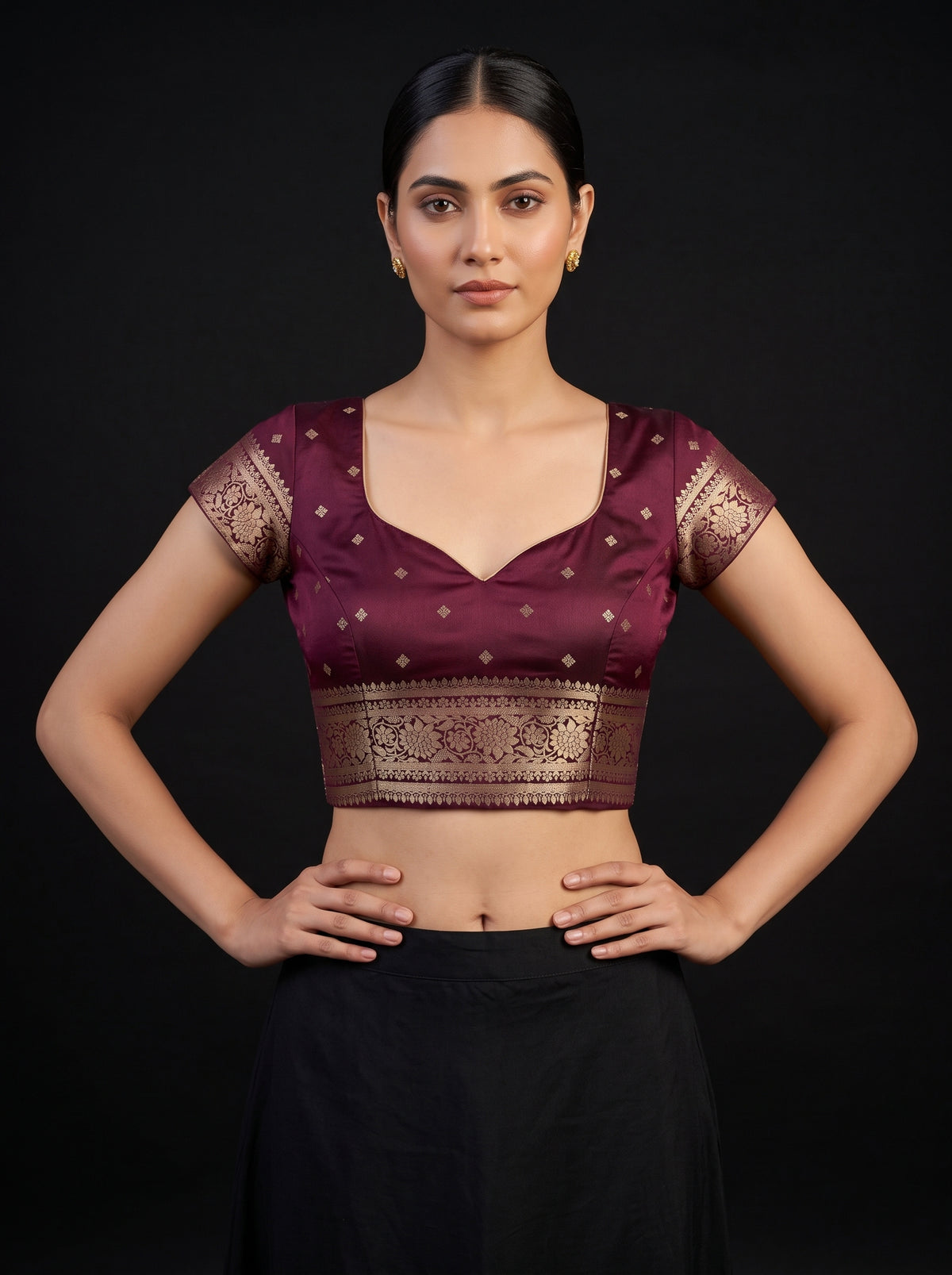 MIMOSA Olive Saree Saree — blouse close-up