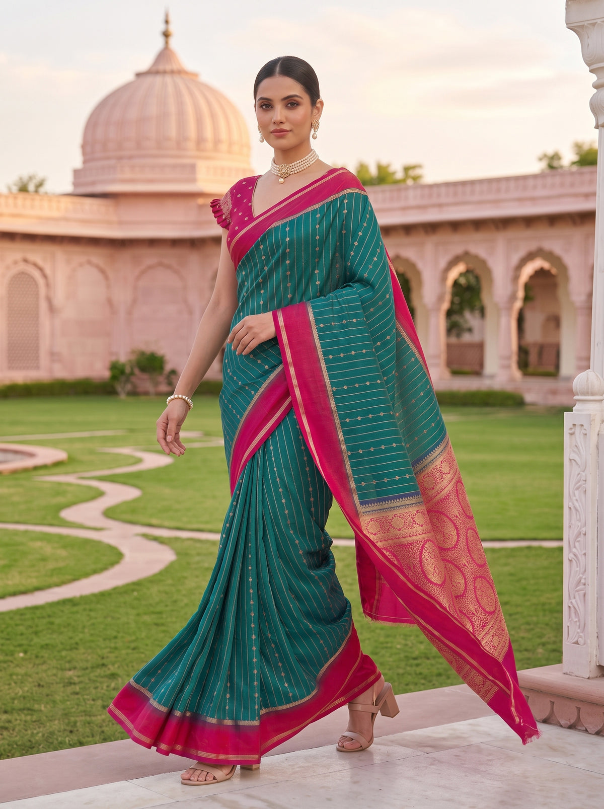 MIMOSA Sapphire Saree Saree — pose 6 styling detail