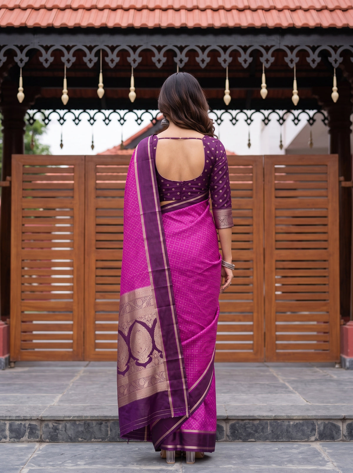 MIMOSA Lavender Saree Saree — pose 2 styling detail