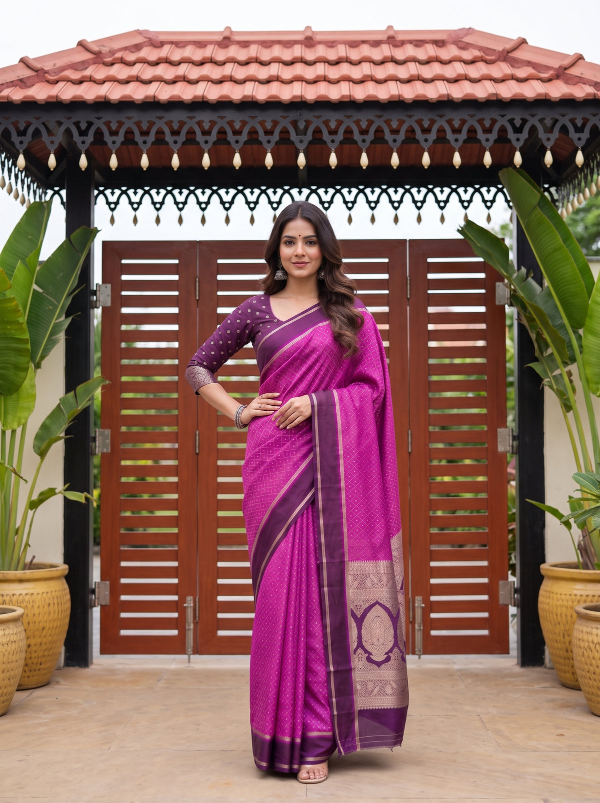 MIMOSA Lavender Saree Saree — pose 4 styling detail