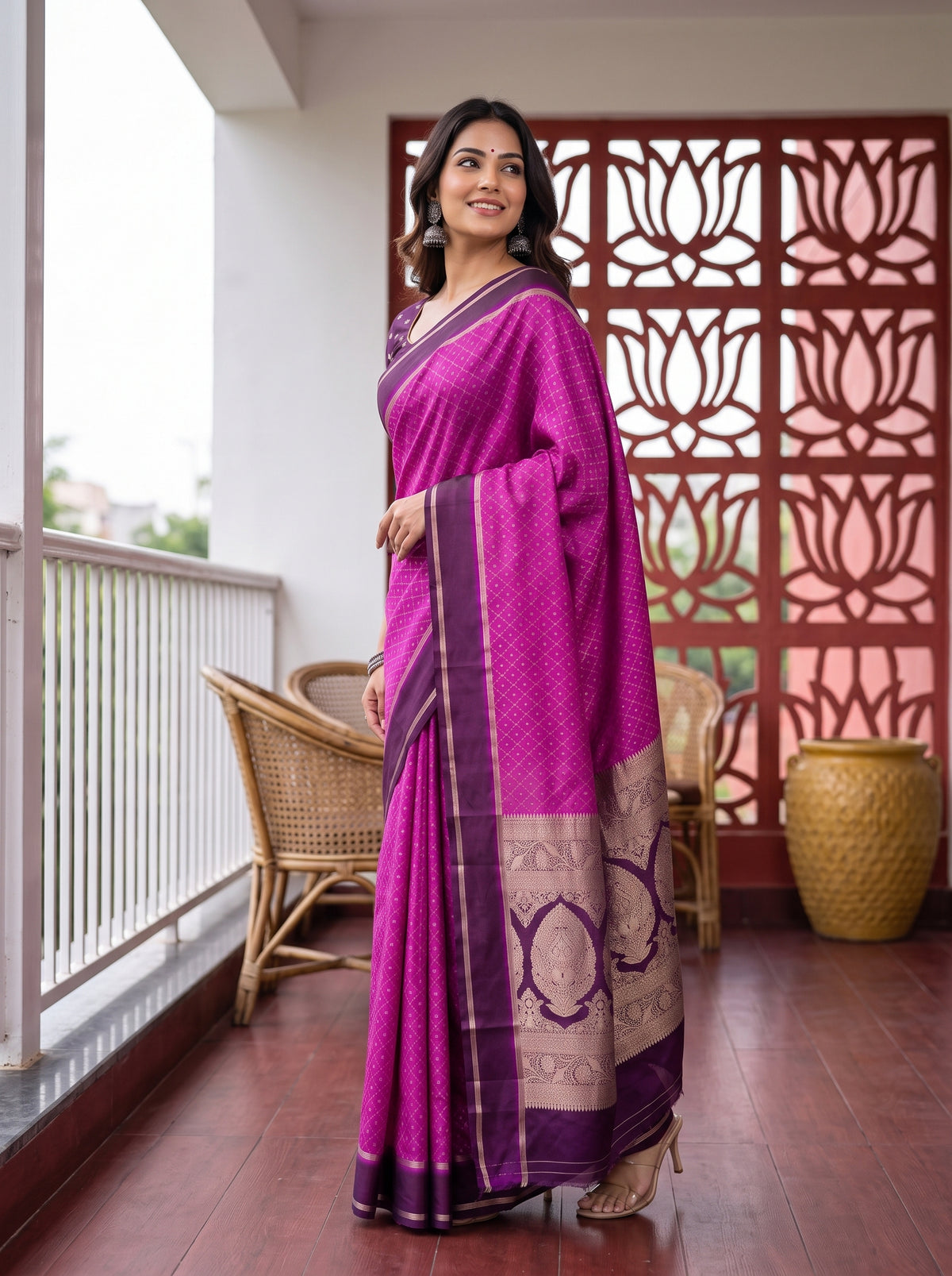MIMOSA Lavender Saree Saree — pose 5 styling detail