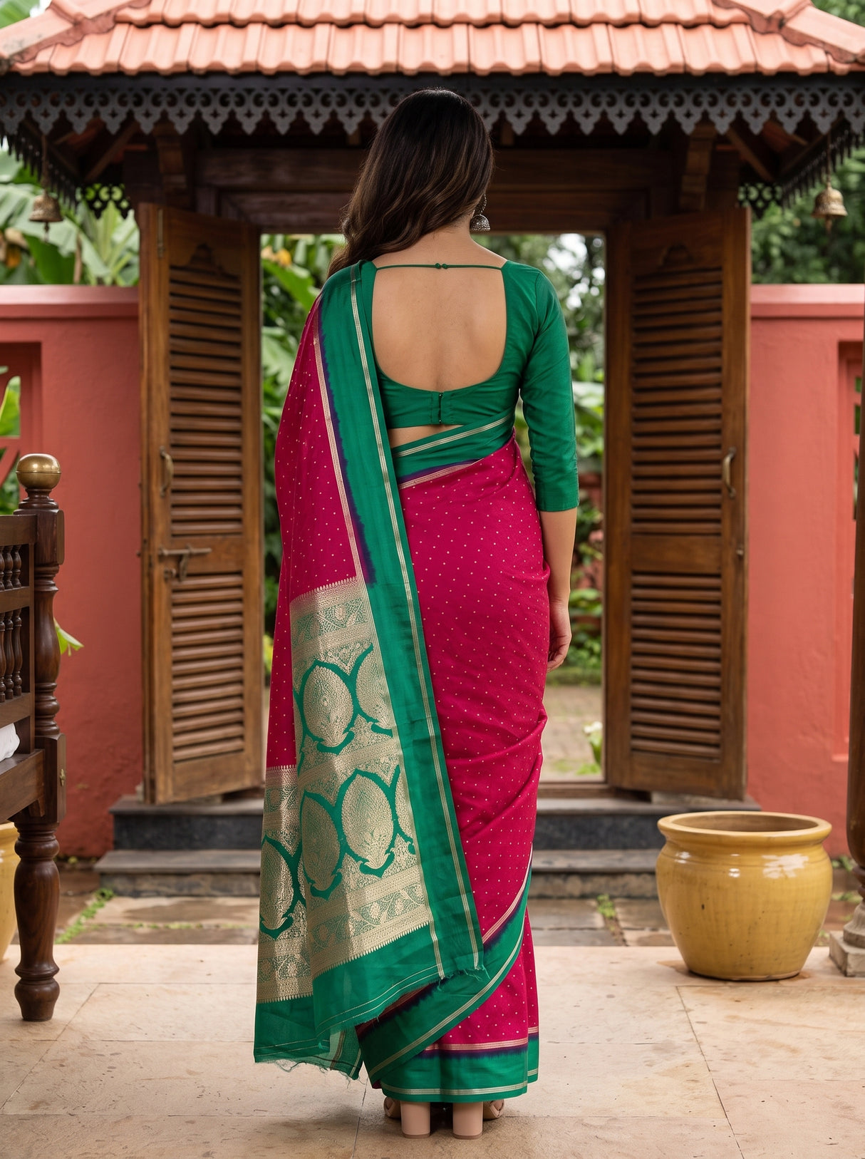 MIMOSA Rani Saree Saree — pose 2 styling detail