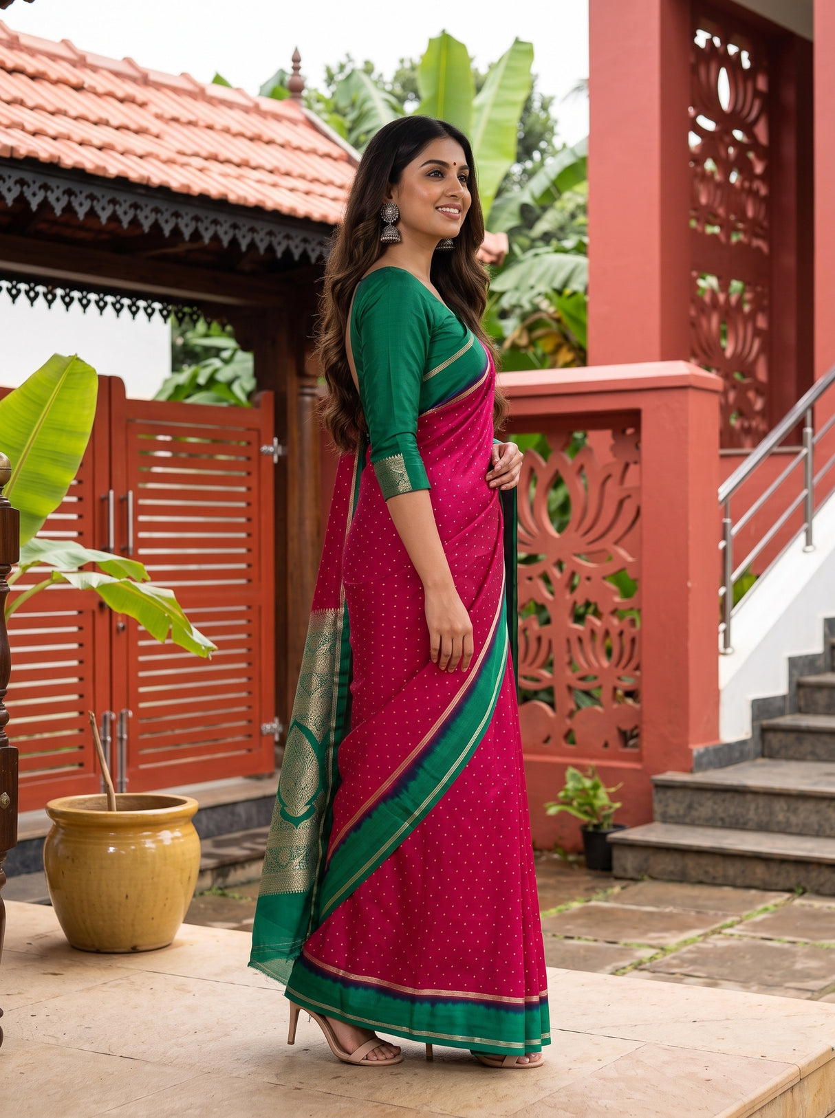 MIMOSA Rani Saree Saree — pose 3 styling detail