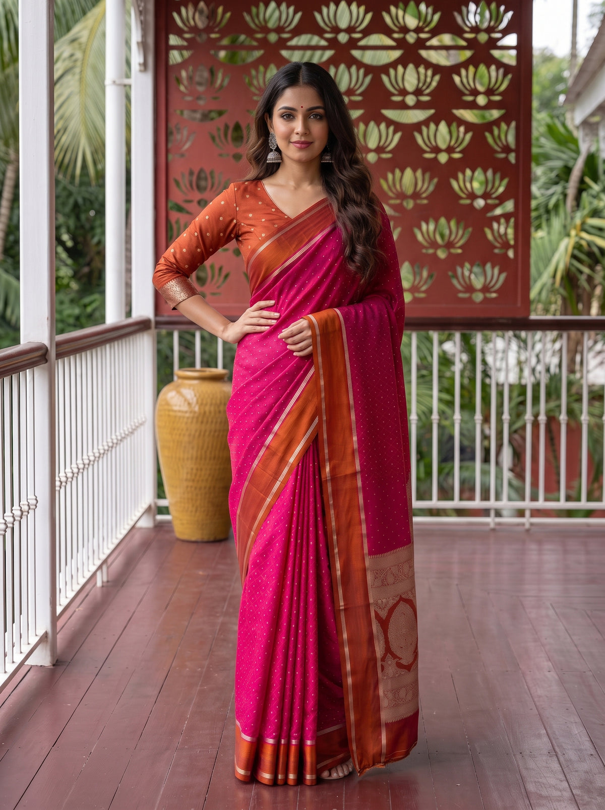 MIMOSA Strawberry Saree Saree — pose 4 styling detail