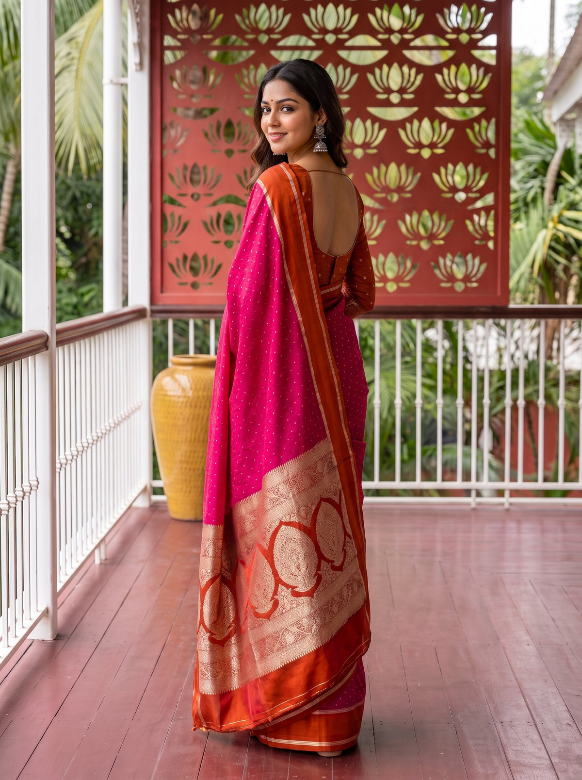 MIMOSA Strawberry Saree Saree — pose 7 styling detail