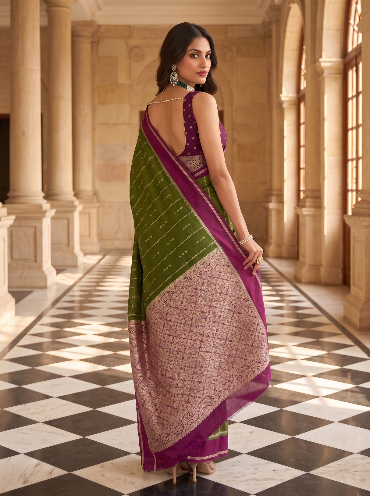 MIMOSA Olive Saree Saree — pose 9 styling detail