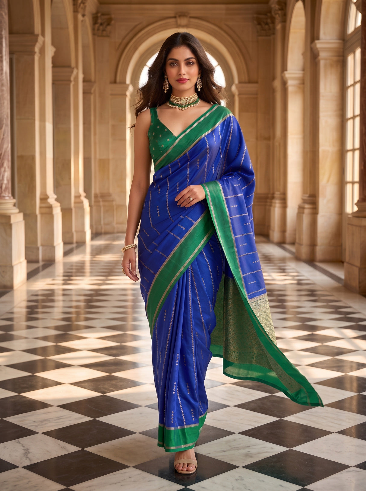 MIMOSA Royal Blue Saree Saree — pose 7 styling detail