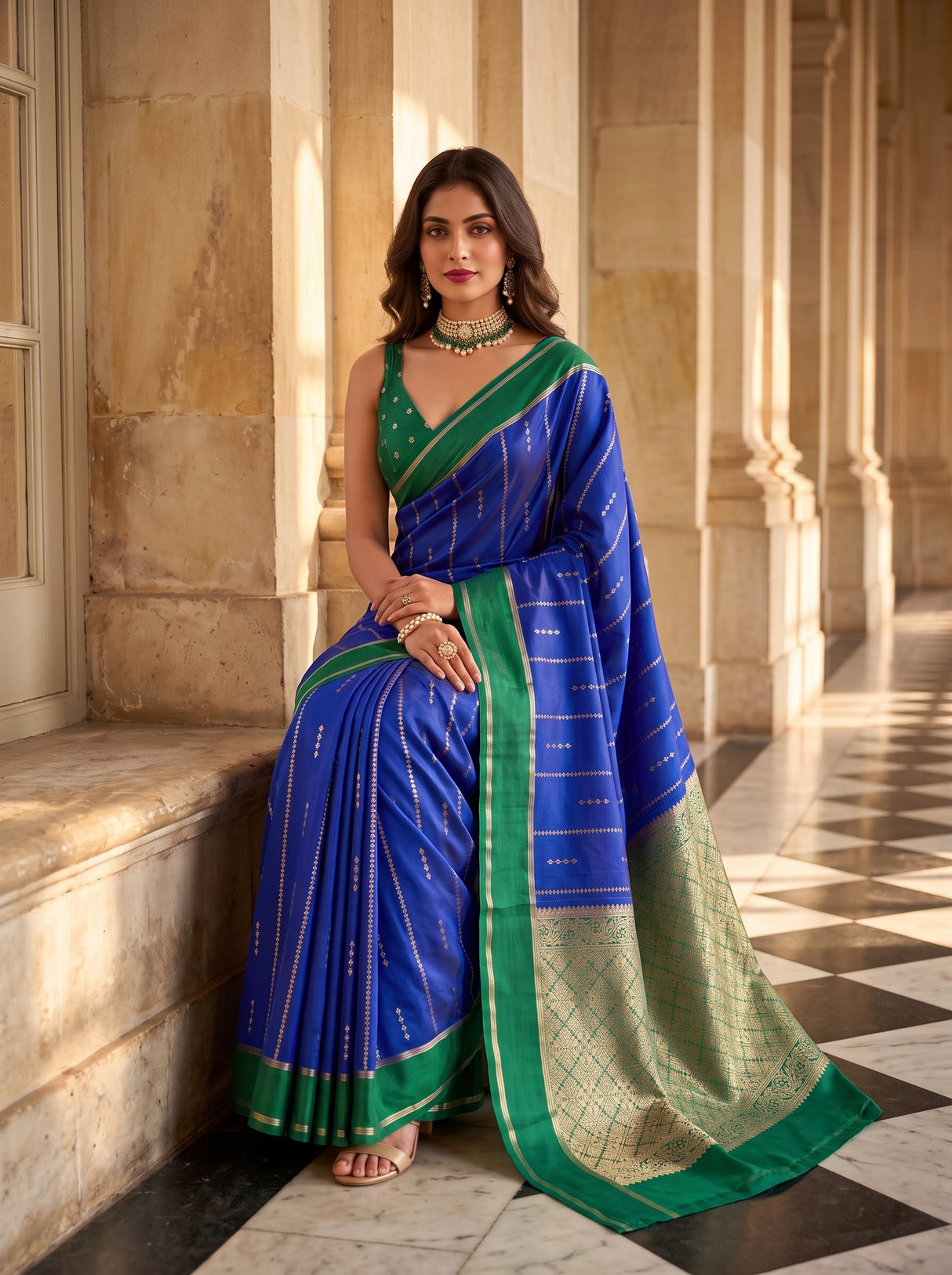 MIMOSA Royal Blue Saree Saree — pose 8 styling detail