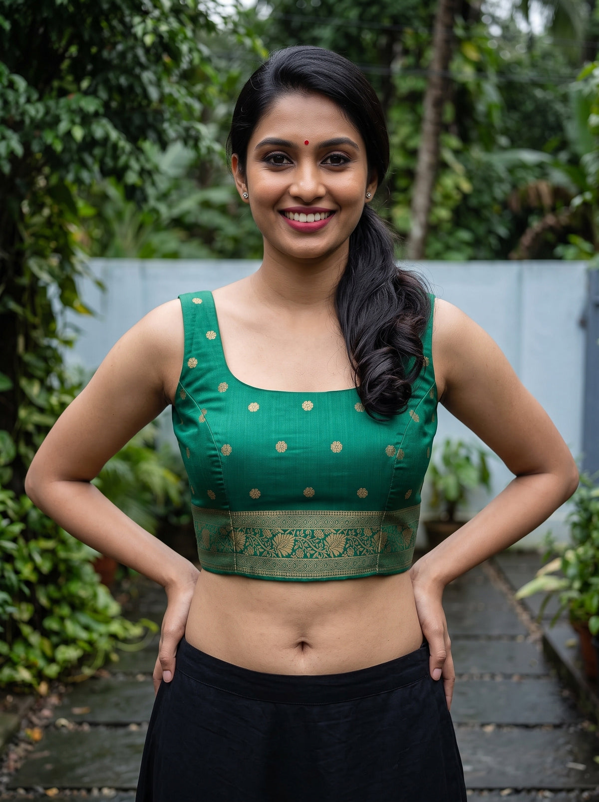 MIMOSA Red Mysore Silk Saree — blouse close-up