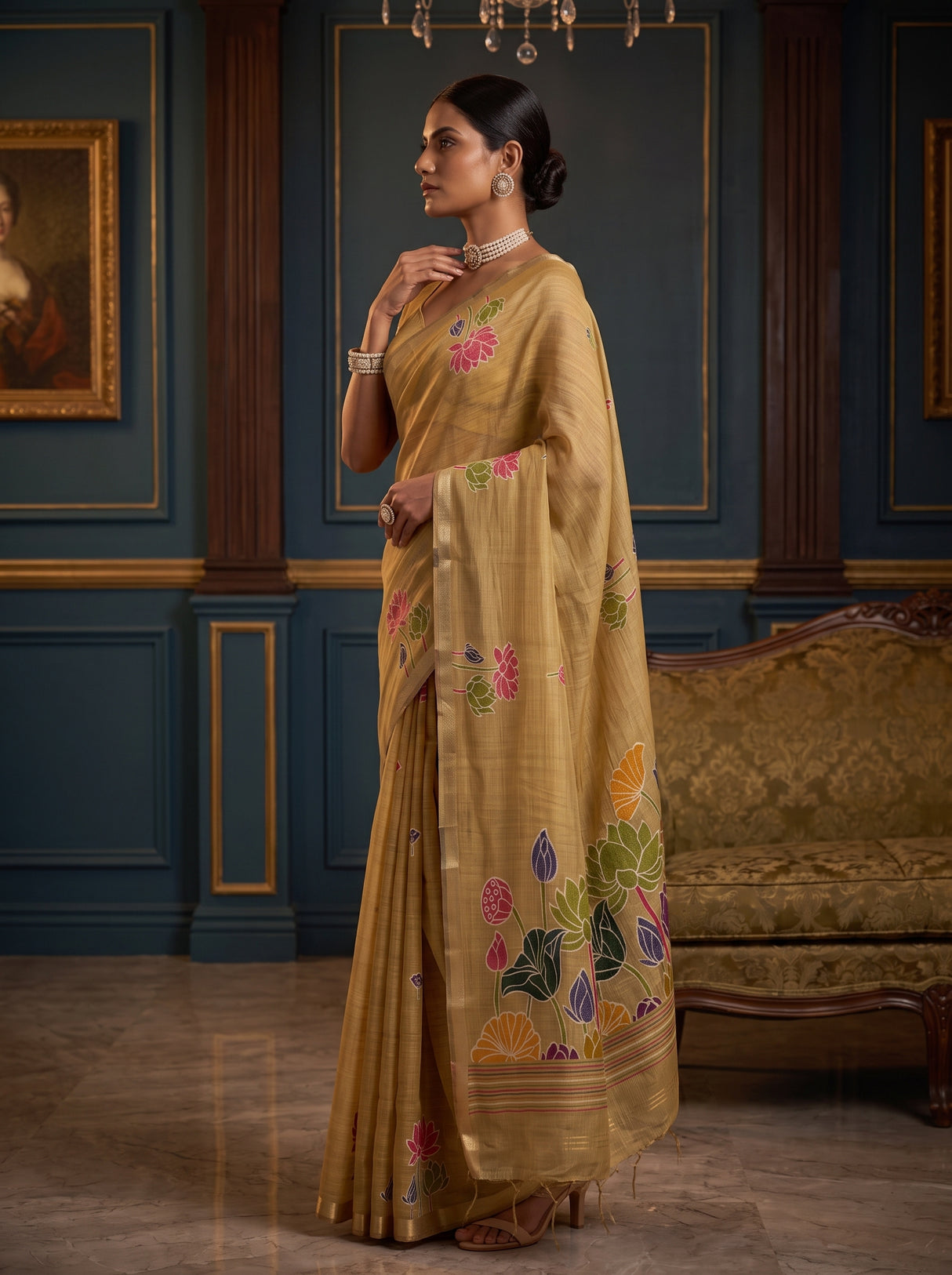 MIMOSA Chiku Saree Saree — pose 3 styling detail