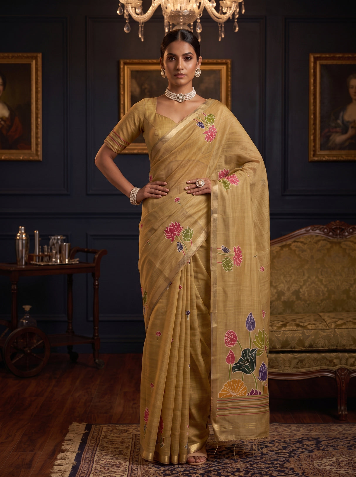 MIMOSA Chiku Saree Saree — pose 4 styling detail