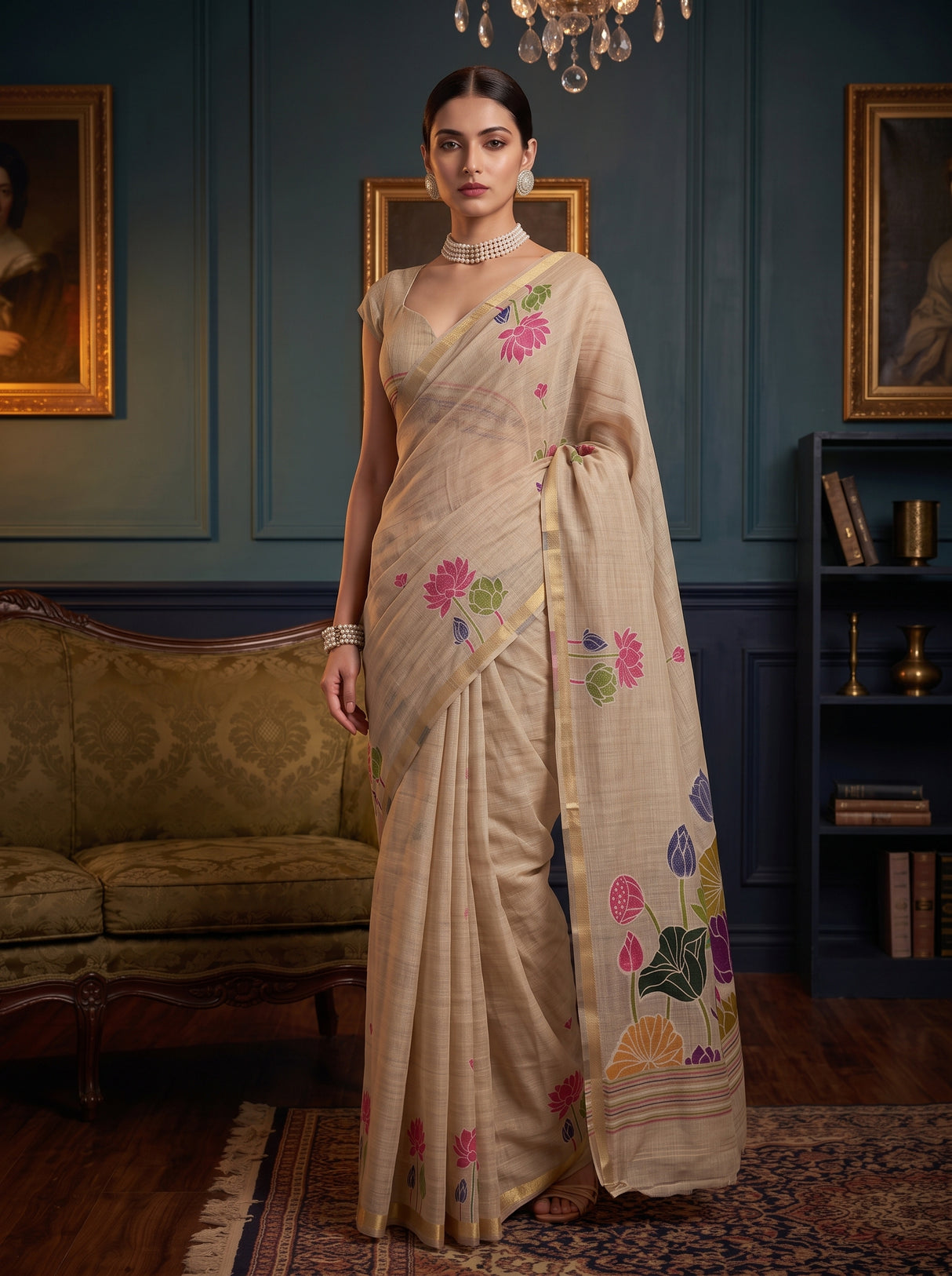 MIMOSA Half White Saree Saree — pose 5 styling detail