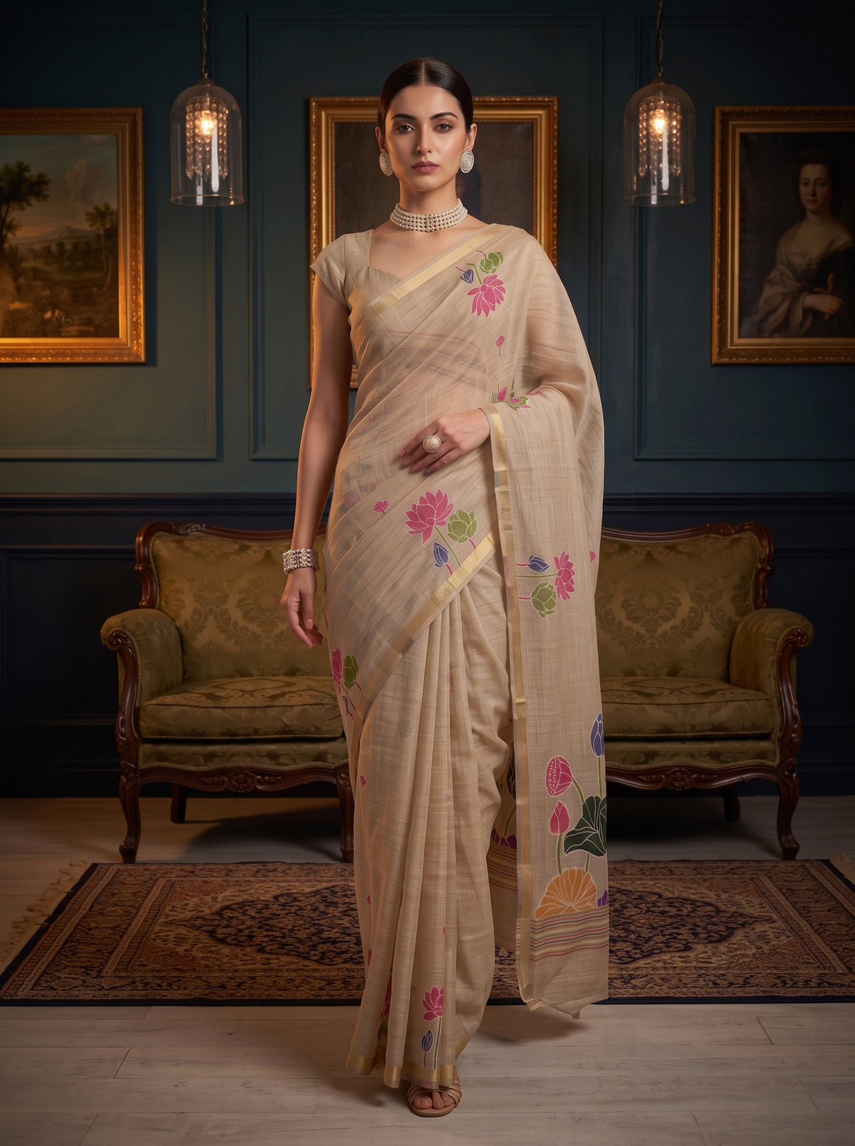 MIMOSA Half White Saree Saree — pose 6 styling detail