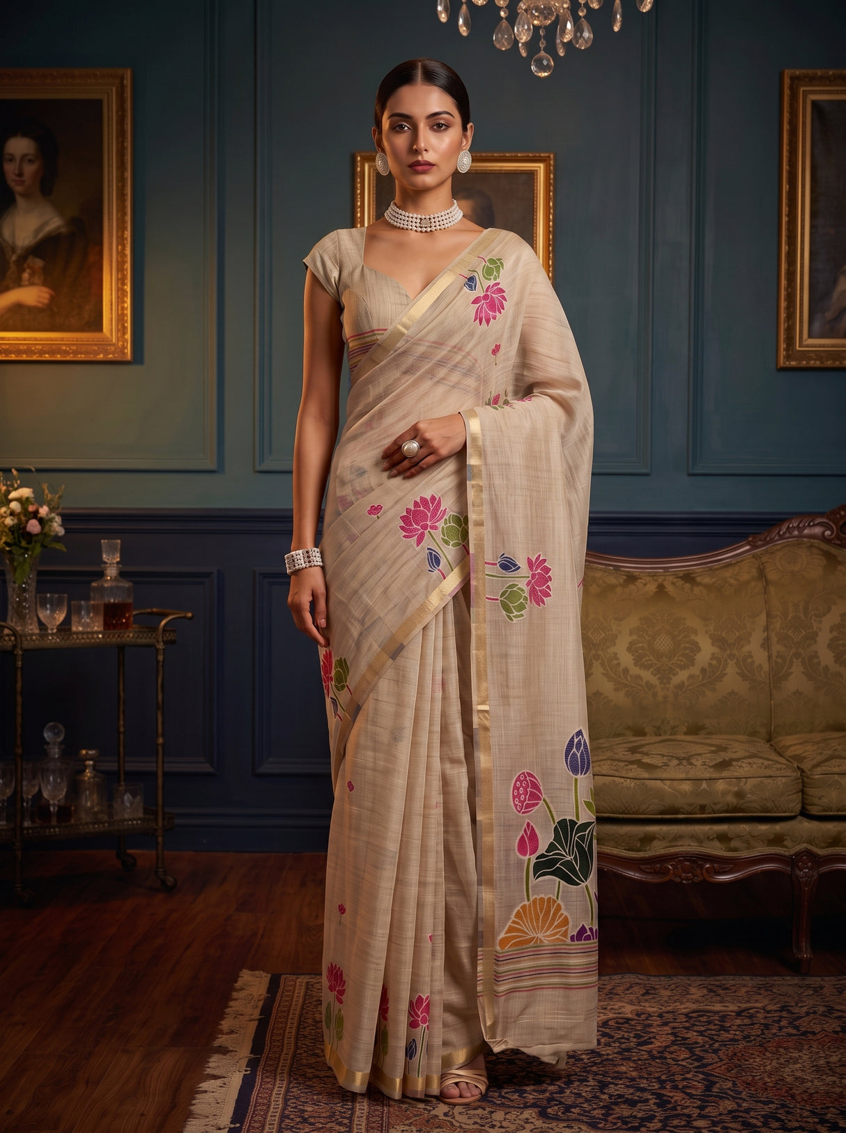 MIMOSA Half White Saree Saree — pose 9 styling detail