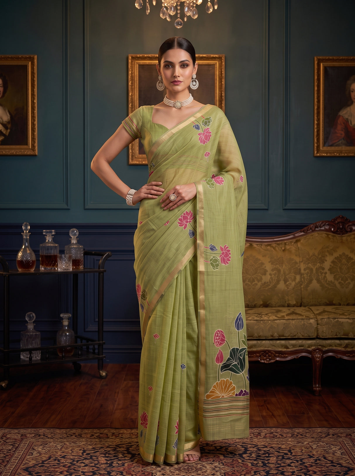 MIMOSA Pista Saree Saree — pose 4 styling detail