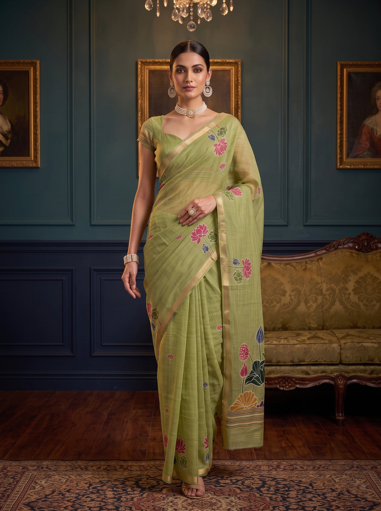 MIMOSA Pista Saree Saree — pose 6 styling detail