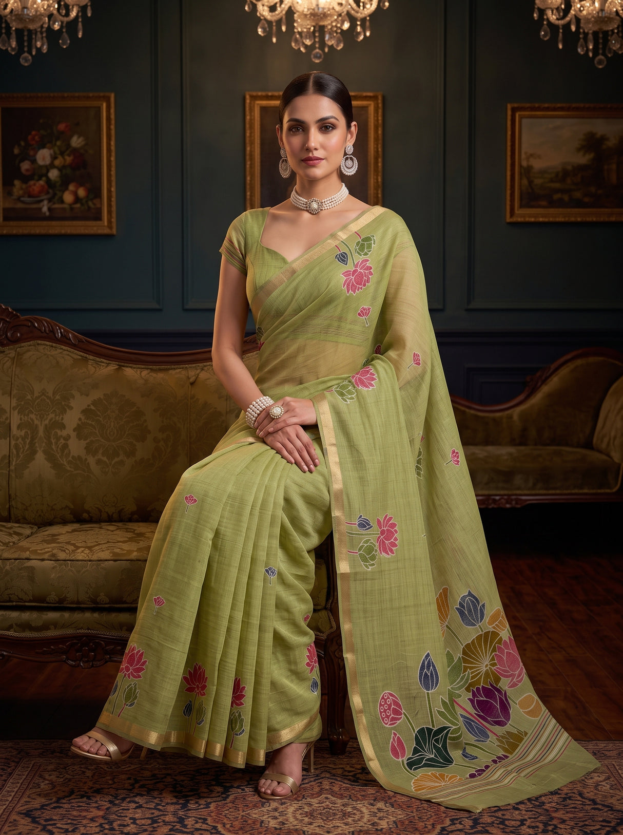 MIMOSA Pista Saree Saree — pose 8 styling detail
