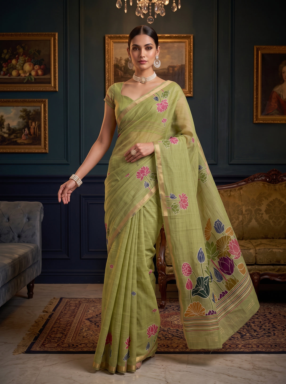 MIMOSA Pista Saree Saree — pose 9 styling detail