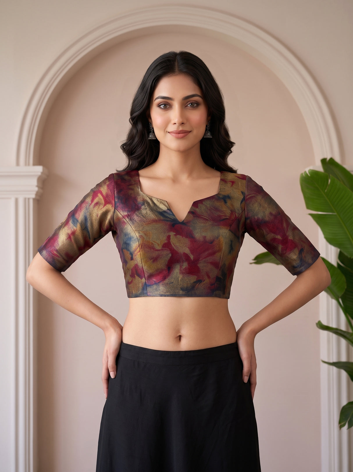 MIMOSA Navy Saree Saree — blouse close-up