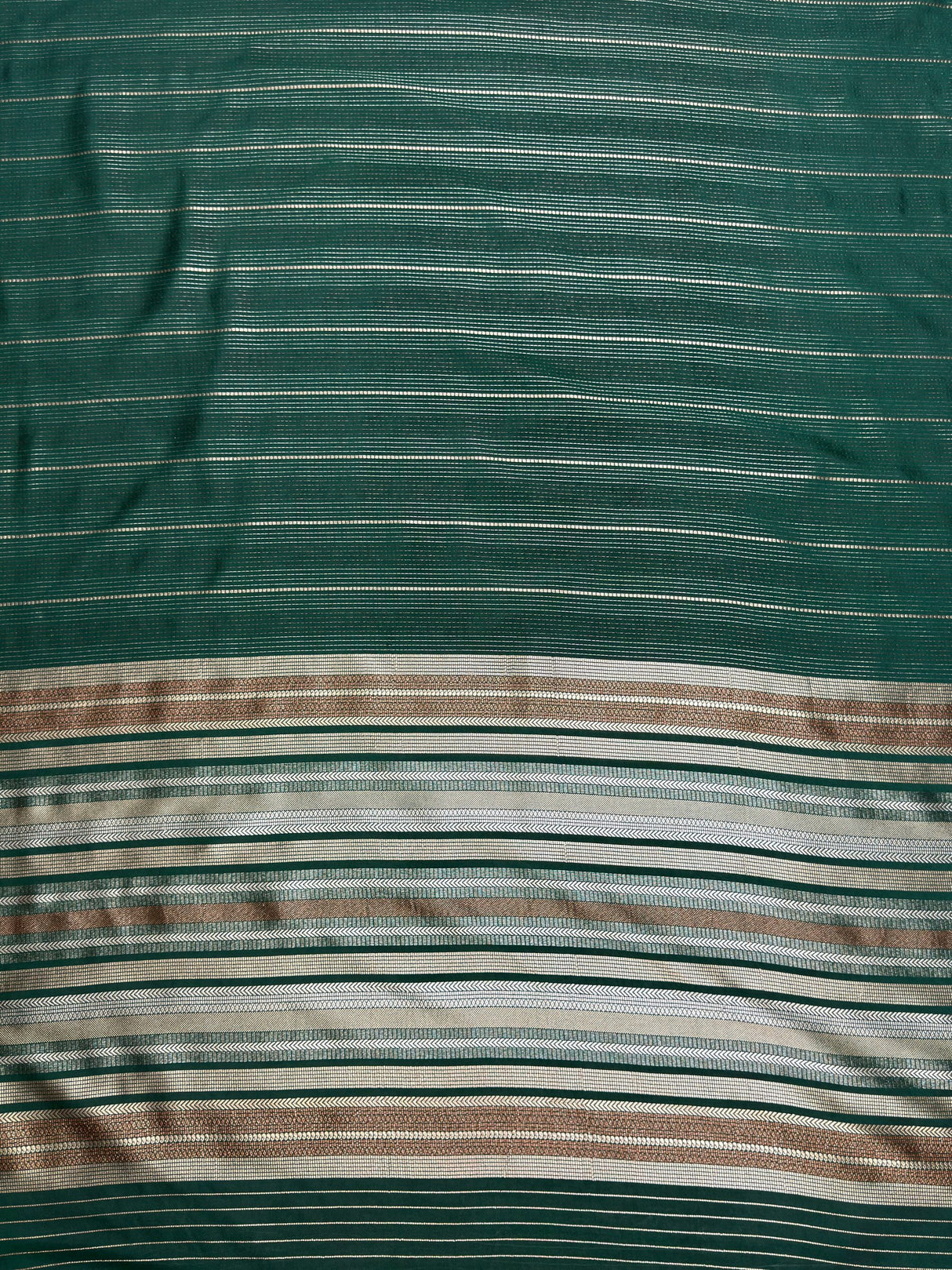 MIMOSA Bottle Green Saree Saree — pallu and zari work detail