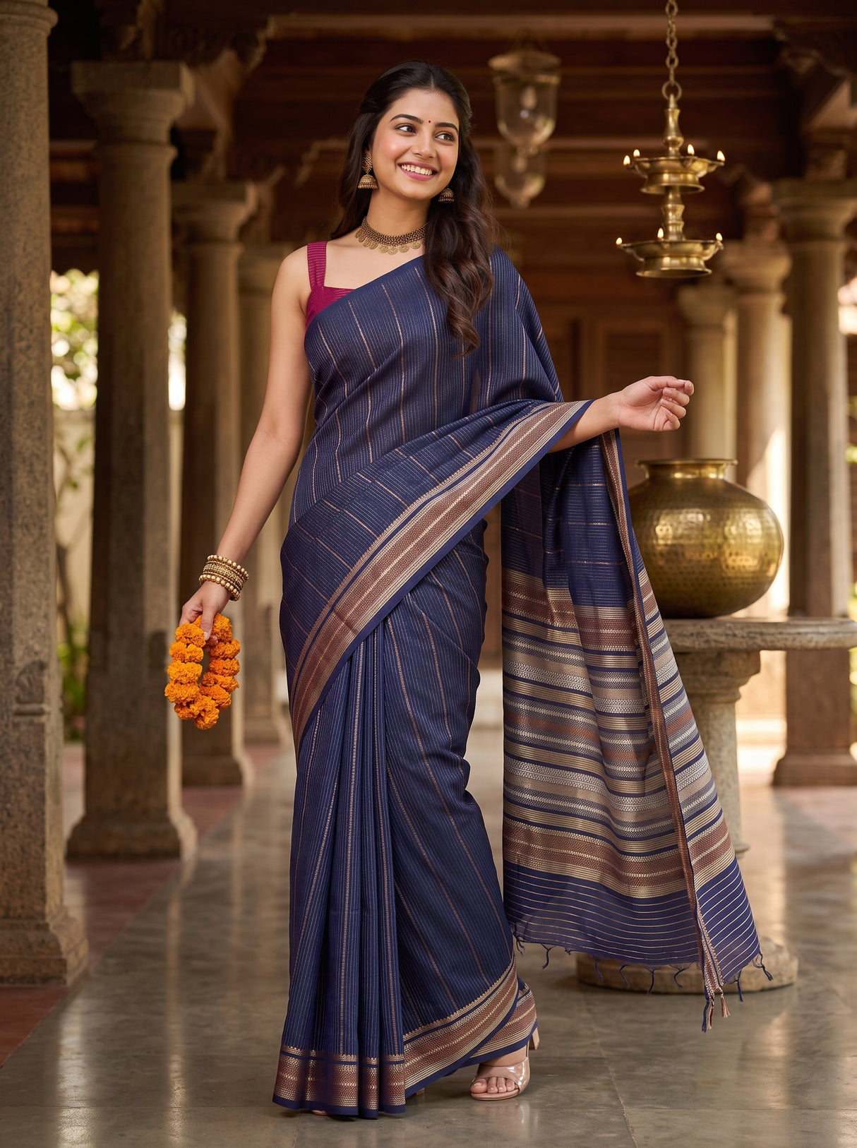 MIMOSA Navy Saree Saree — pose 5 styling detail