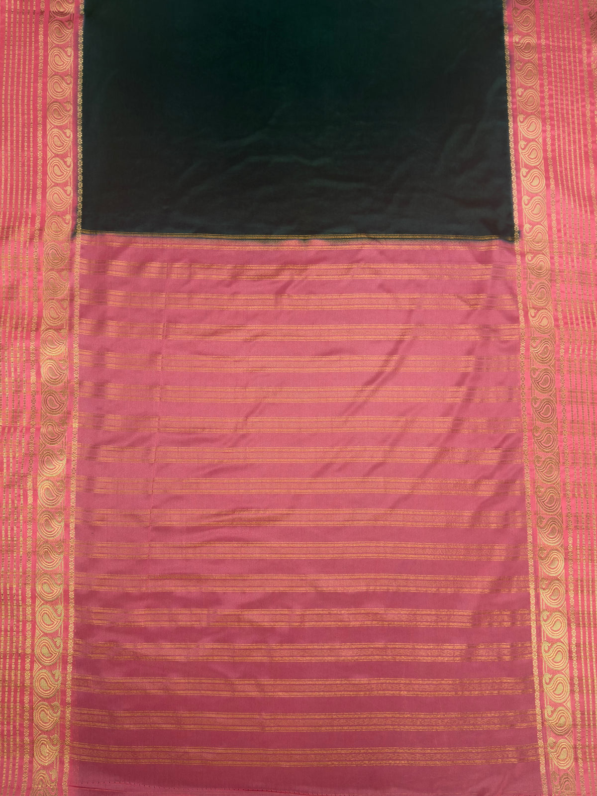 MIMOSA Bottle Green Saree Saree — pallu and zari work detail