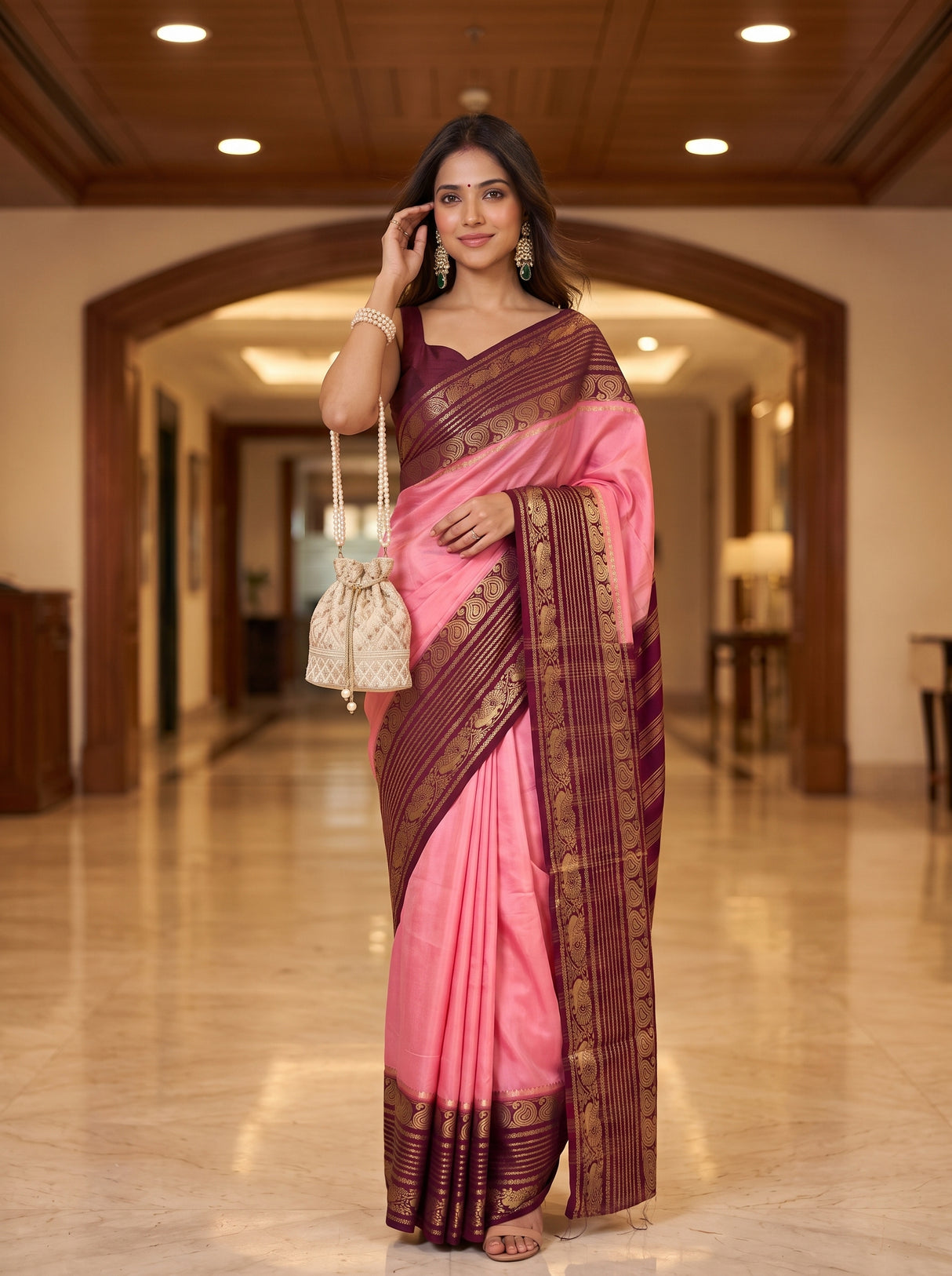 MIMOSA Pink Saree Saree — pose 10 styling detail