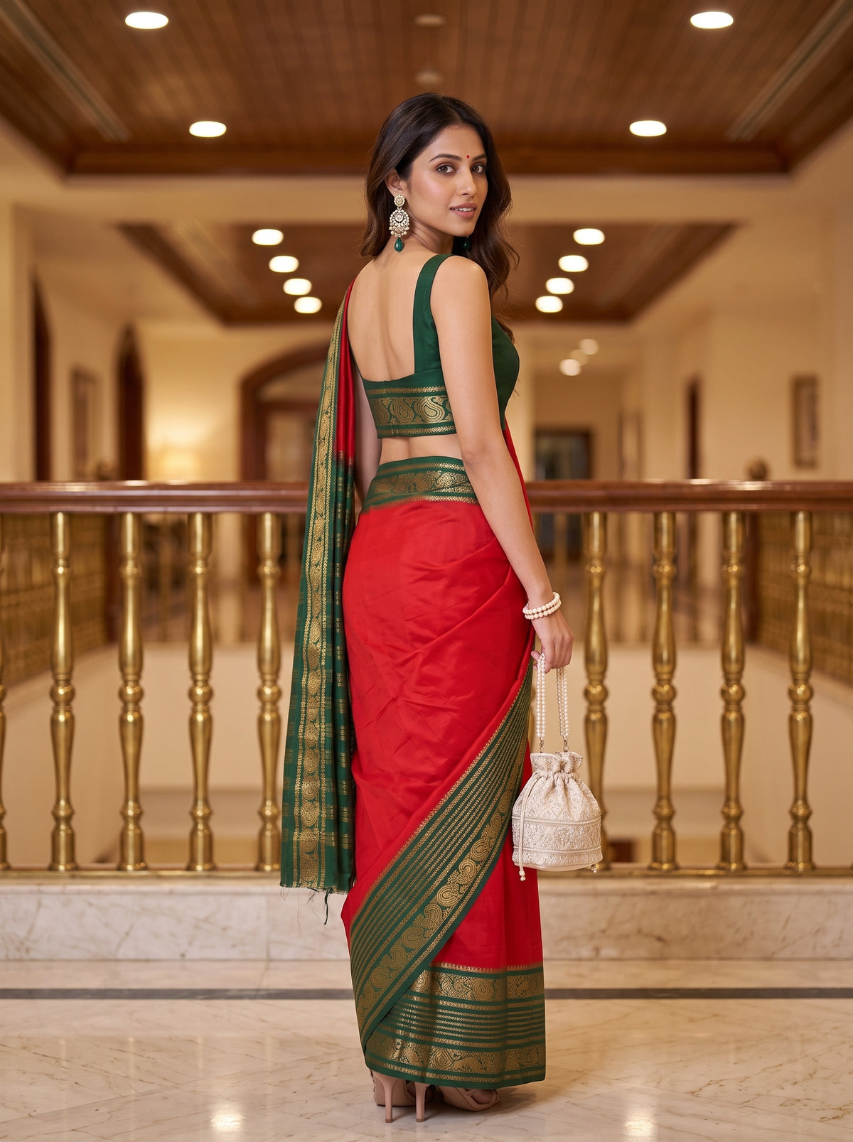 MIMOSA Red Saree Saree — pose 7 styling detail