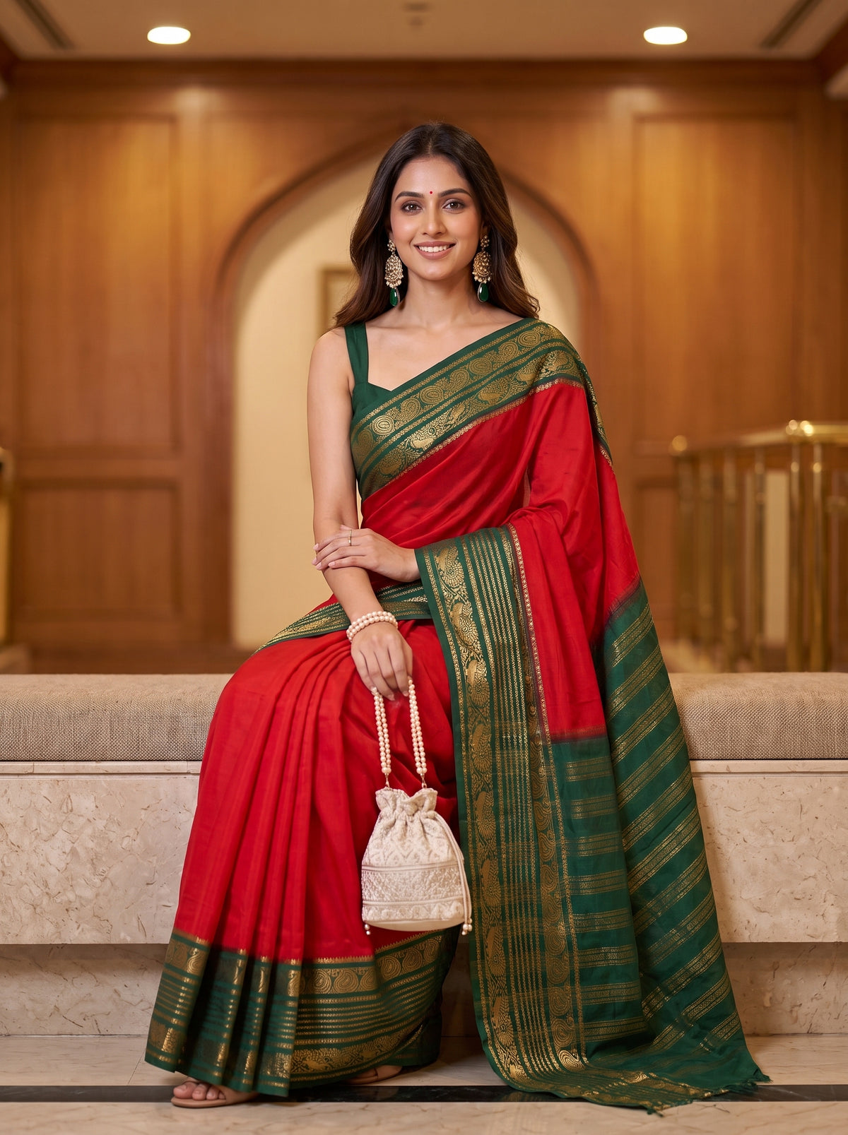 MIMOSA Red Saree Saree — pose 8 styling detail